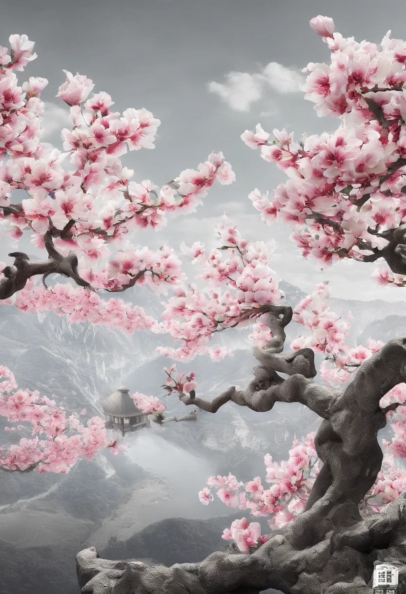 equinox,Traditional Chinese solar term term,(((Magnolienblüten))),National style,Every day wind,Monochrome background,has cleavage((golondrinas))flying into the sky,Landschaftsansicht,Don't let yourself be described,Don't let yourself be described,Do not compile, vivd colour