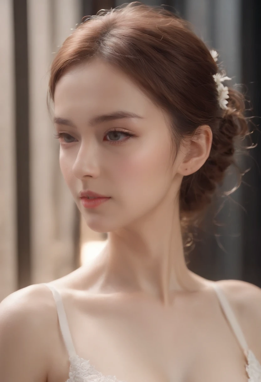 ((Best quality, 8k, Masterpiece :1.3)), 1girl, Pretty woman with emphasizing slender abs :1.3, (random hairstyles, Huge breasts :1.2), Casual outfit :1.2, Indoor, Ultra-detailed face, Detailed eyes, Double eyelid、bura、a navel、pantiy