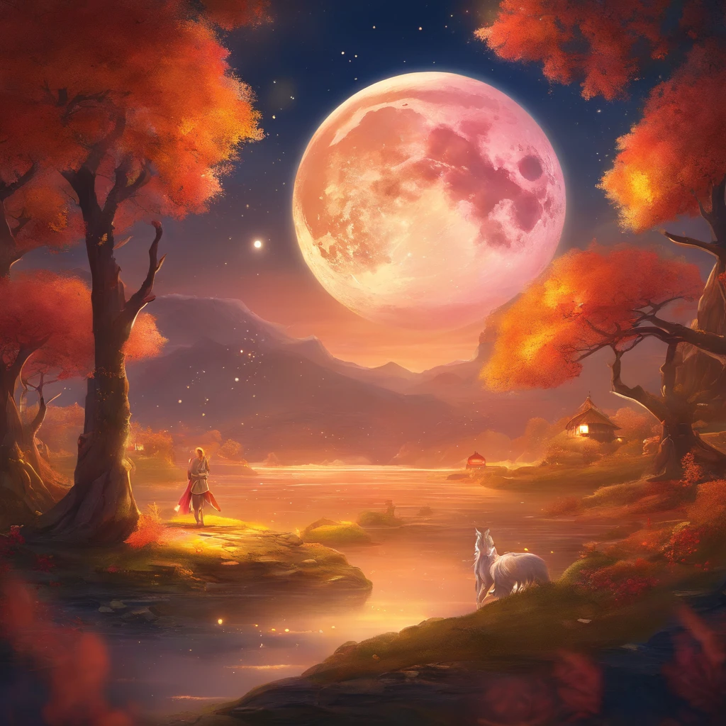 mid-autumn festival, Round moon, the night, Moon cake, teas, UHD, retina, masterpiece, ccurate, super detail, high details, high quality, best quality, highres, 16k