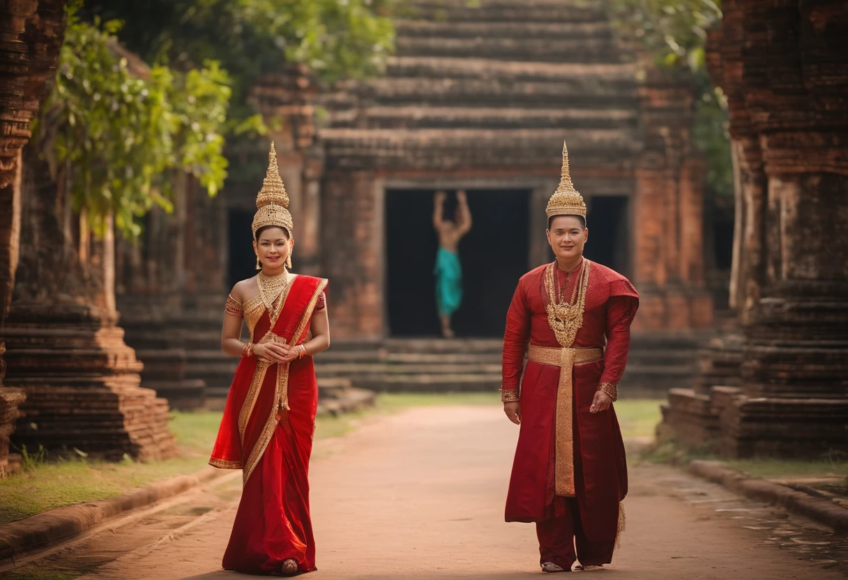 Husband and wife, Ancient Thai, Thai costume, traditional clothes, Ayutthaya dress