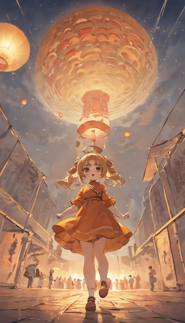 A poster centers on China's Tiananmen Square, On top is a moon, There are mooncakes and rabbits on the moon, Chinese background, from below, high quality, UHD