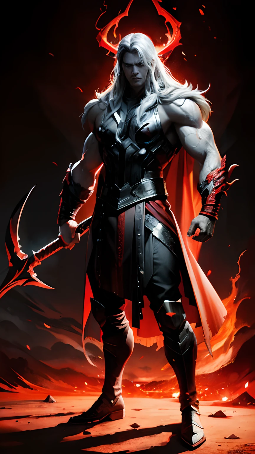 Demonic version of Thor, full body, red thunder, realistic, detailed
