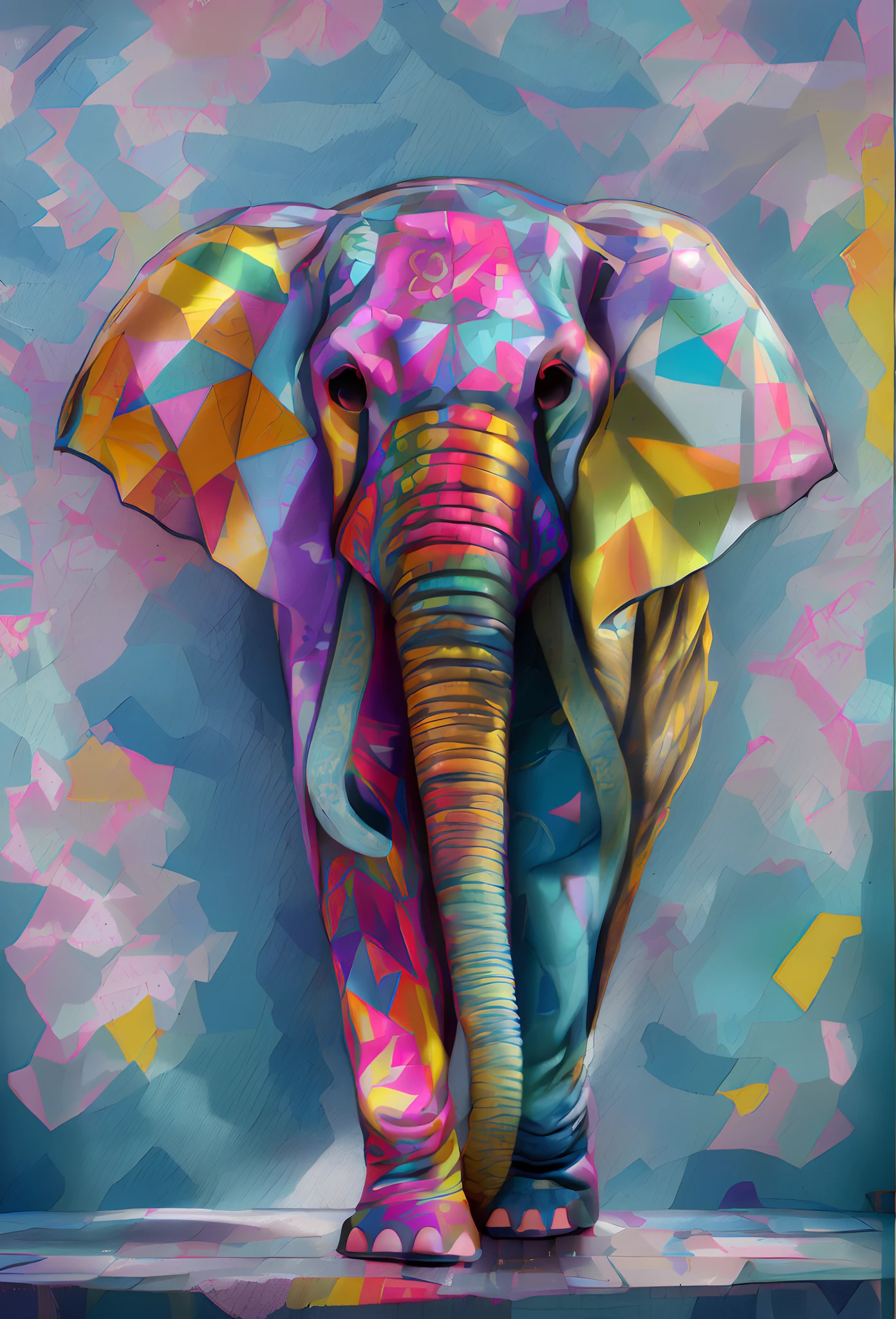 (elefante ,Eduardo Kobra,Romero Brito,The Twins ,PORTRAIT Geometric,Standing in front of a white background, Arte ORIGINAL do elefante, pintura bonita de um alto, elefante, Arte de Alessandro Pautasso, meio elefante, ALGUMAS cores e detalhes ricos, elefante na sala, Directed by: Jakob Gauermann, um elefante, Directed by: Jason Benjamin, Arte poligonal, Bela arte UHD 4K, Directed by: Daniel Taylor,512 mil