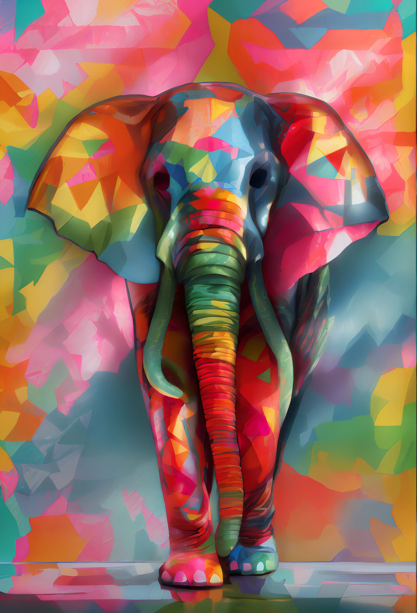 (elefante ,Eduardo Kobra,Romero Brito,The Twins ,PORTRAIT Geometric,Standing in front of a white background, Arte ORIGINAL do elefante, pintura bonita de um alto, elefante, Arte de Alessandro Pautasso, meio elefante, ALGUMAS cores e detalhes ricos, elefante na sala, Directed by: Jakob Gauermann, um elefante, Directed by: Jason Benjamin, Arte poligonal, Bela arte UHD 4K, Directed by: Daniel Taylor,512 mil