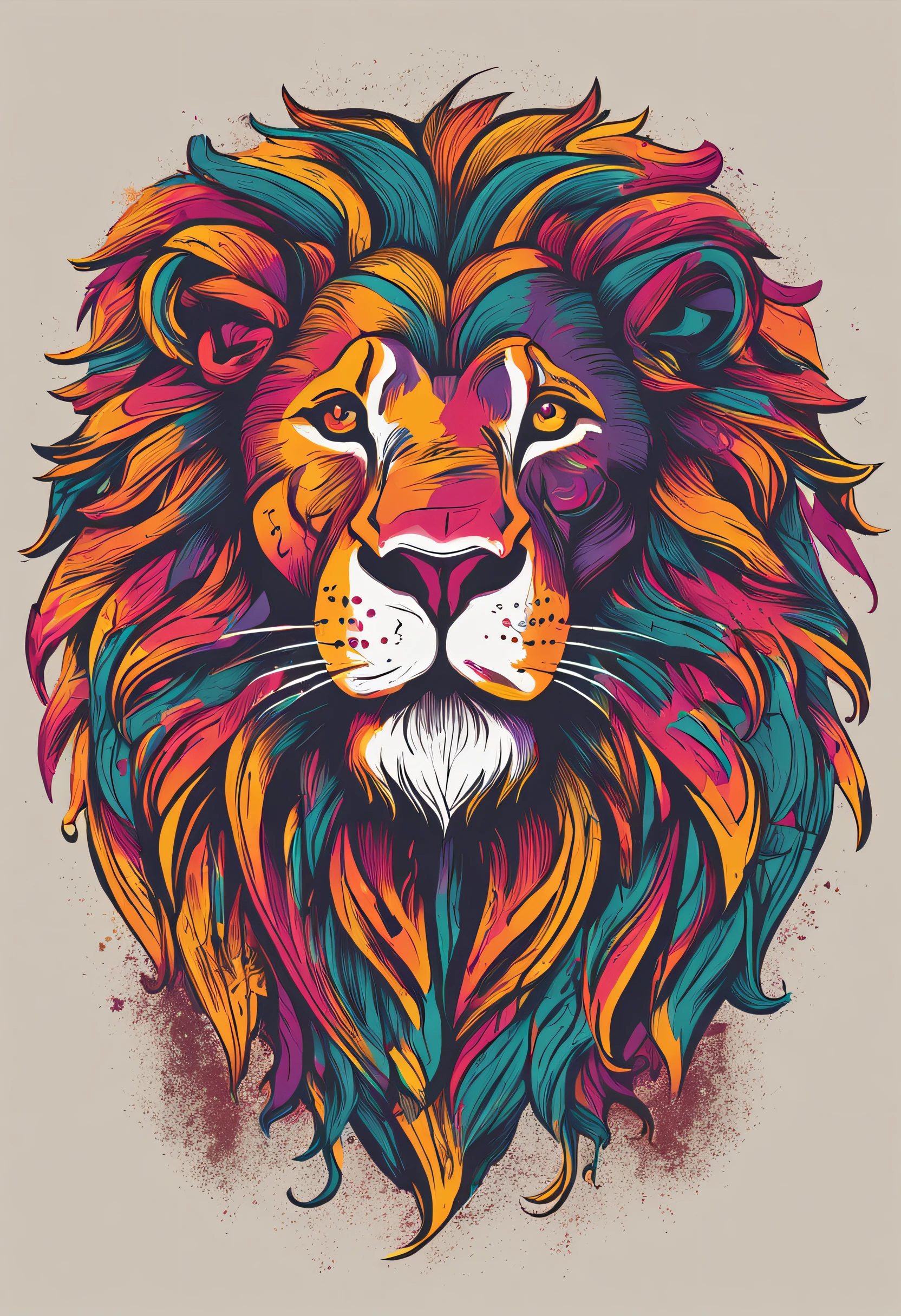 Colorful lion medieval style