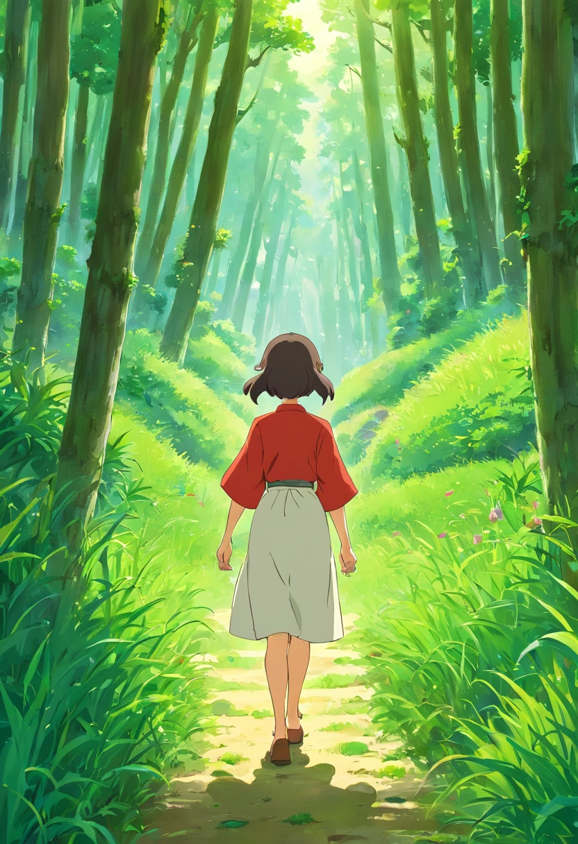 the woods、rice fields、吉卜力、illustratio、high-level image quality、Director Hayao Miyazaki、