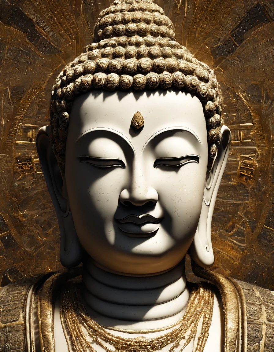 (breathtaking,4K,8K,high-resolution,masterpiece:1.2),ultra-detailed,(realistic,photorealistic,photo-realistic:1.37),Buddha,Enlightenment,serene,illumination,inner radiance,profound spiritual journey,cosmic enlightenment,tranquil,vivid depiction,radiating energy and flow,reincarnation,glowing golden halo,existing in another dimension,with the sacred Holy Grail at its core.