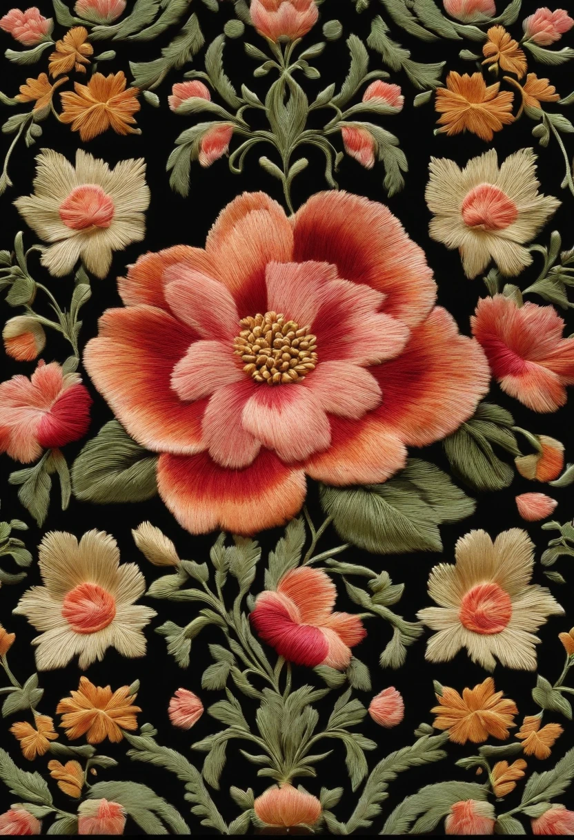 3d floral embroidery pattern --tile 50 --s 2