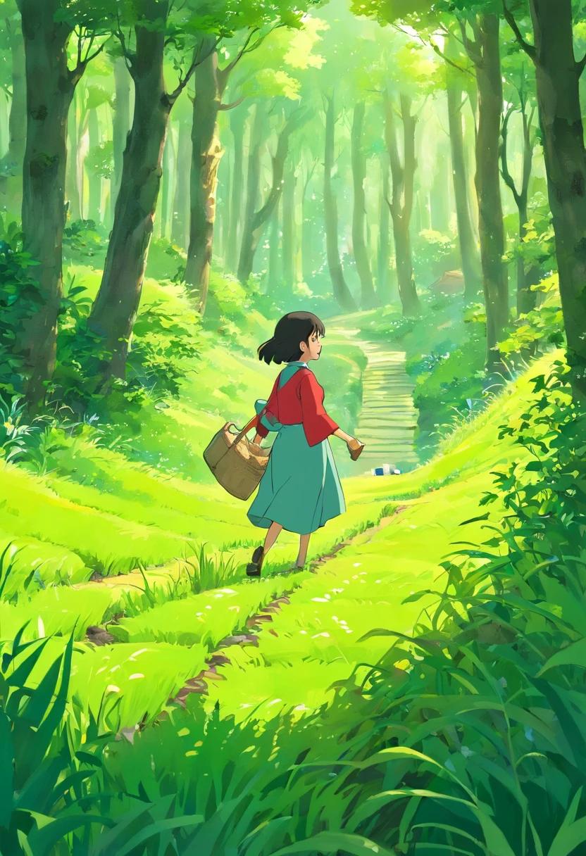 the woods、rice fields、吉卜力、illustratio、high-level image quality、Director Hayao Miyazaki、Witch's Delivery Service、Bento