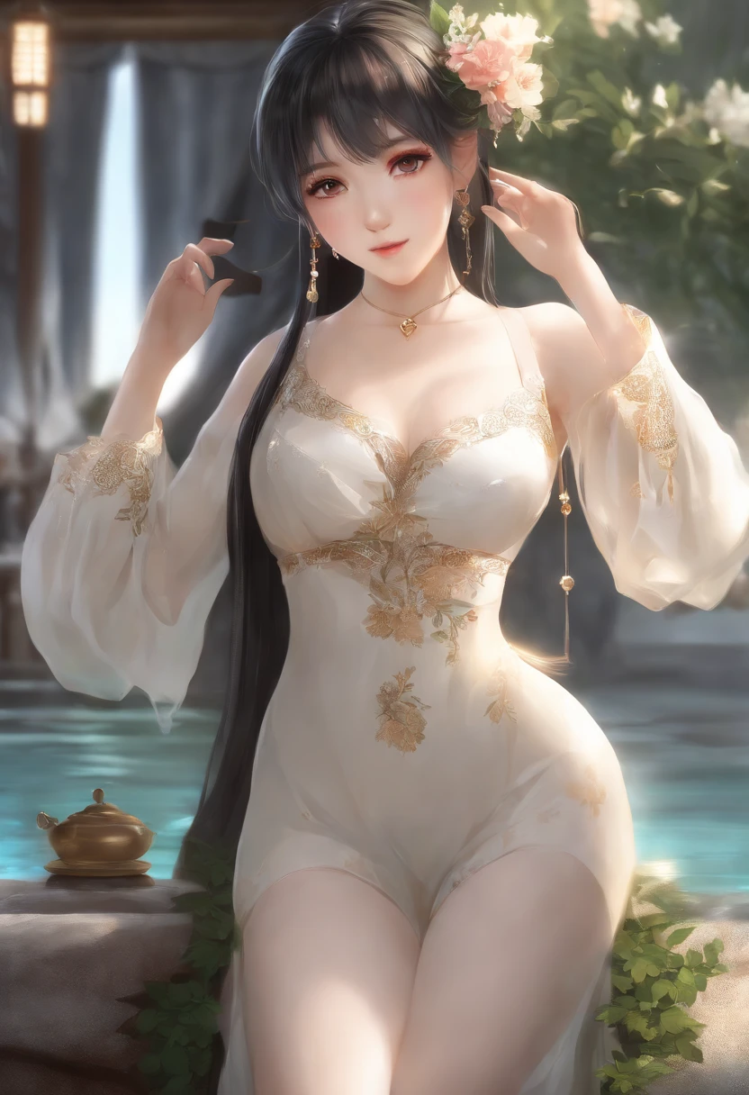 NSFW,Poolside,(random porn poses:1.5),Swimsuit,highly detailed skin,She is short,(Thin type:1.8),(big breasts:1.5), beautiful胸,white skin, pointed chest, erect nipples,(super thin hair), (super soft hair), (ultra straight hair:1.5), long flowing bangs, very light coppery amber hair, hair above one eye, (movie-like scene, fantasy art, best image quality, hyperrealistic portrait, (8k), Super realistic, 最high quality, high quality, High resolution, high qualityな質感, high detail, beautiful, Detailed, Highly detailed CG, detailed texture, realistic facial expression, masterpiece, before, dynamic, bold)