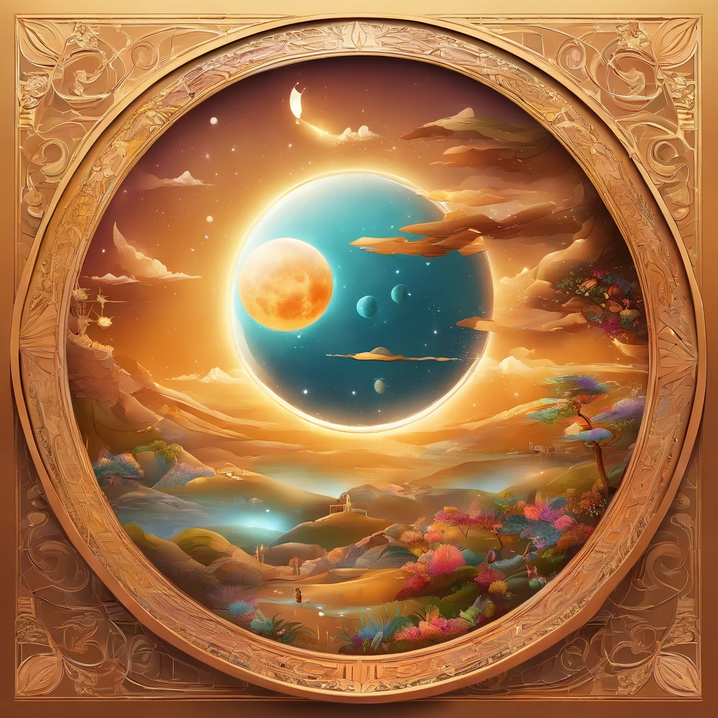 Mid-Autumn Festival, A round moon, the night, （Moon cake）, teas, the fruits, edgBunny, Chang'e rushes to the moon, symmetry, high detail, Romanticism, sparkle, god rays, ray tracing, UHD, retina, masterpiece, ccurate, super detail, high details, high quality, best quality, highres, 16k, anatomically correct