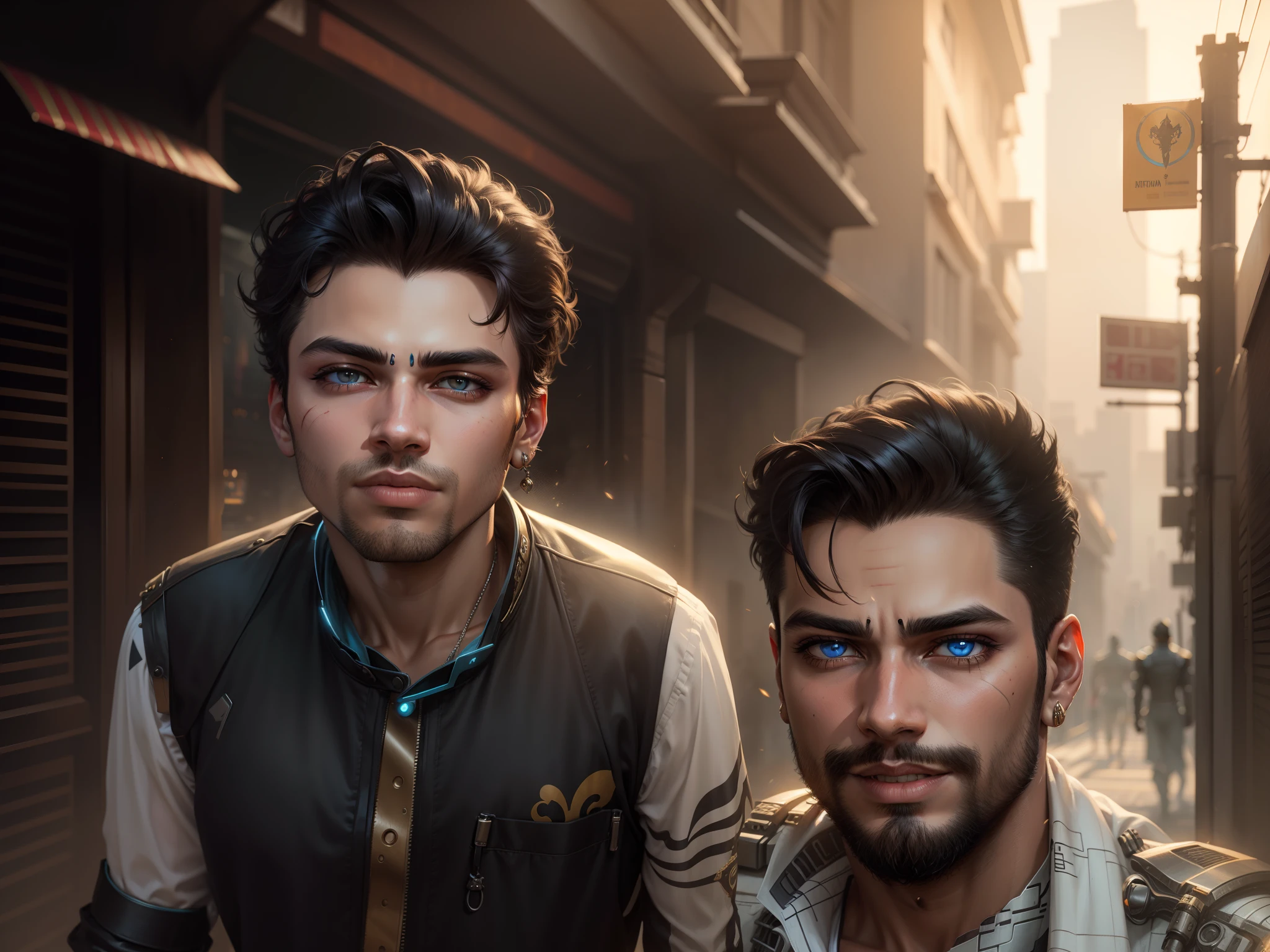 Change background cyberpunk handsome boy, realistic face,lord Krishna,cat,dune,