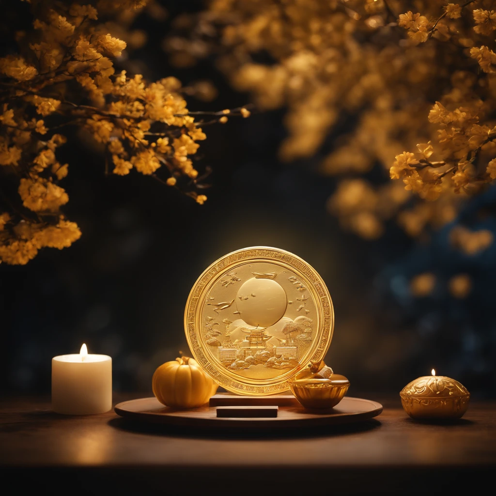 Mid-Autumn Festival, A round moon, the night, （Moon cake）, teas, the fruits, edgBunny, Chang'e rushes to the moon, symmetry, high detail, Romanticism, sparkle, god rays, ray tracing, UHD, retina, masterpiece, ccurate, super detail, high details, high quality, best quality, highres, 16k, anatomically correct