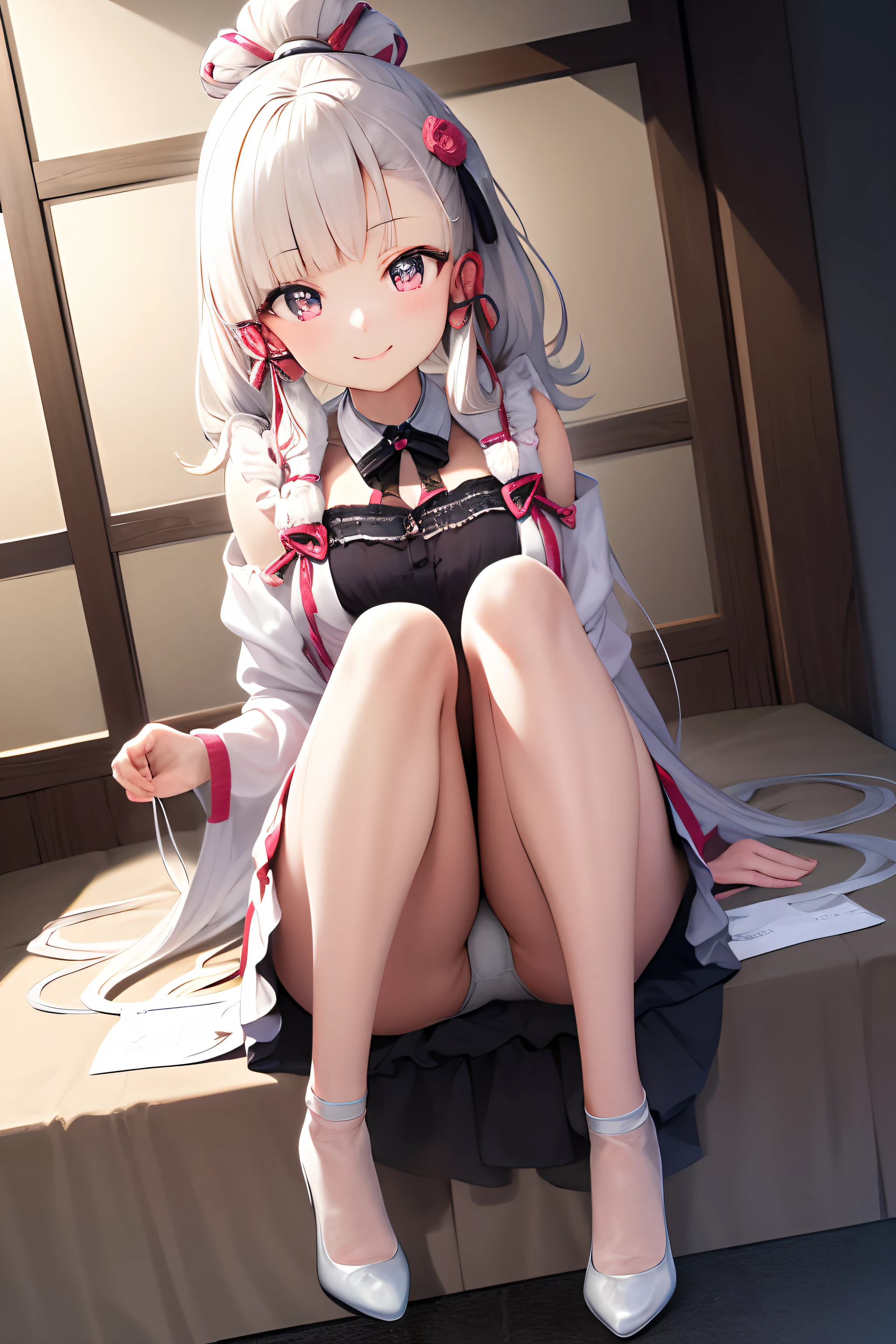 masterpiece, highres, best quality, 1girl solo, kamisato_ayaka, smile, panties pink