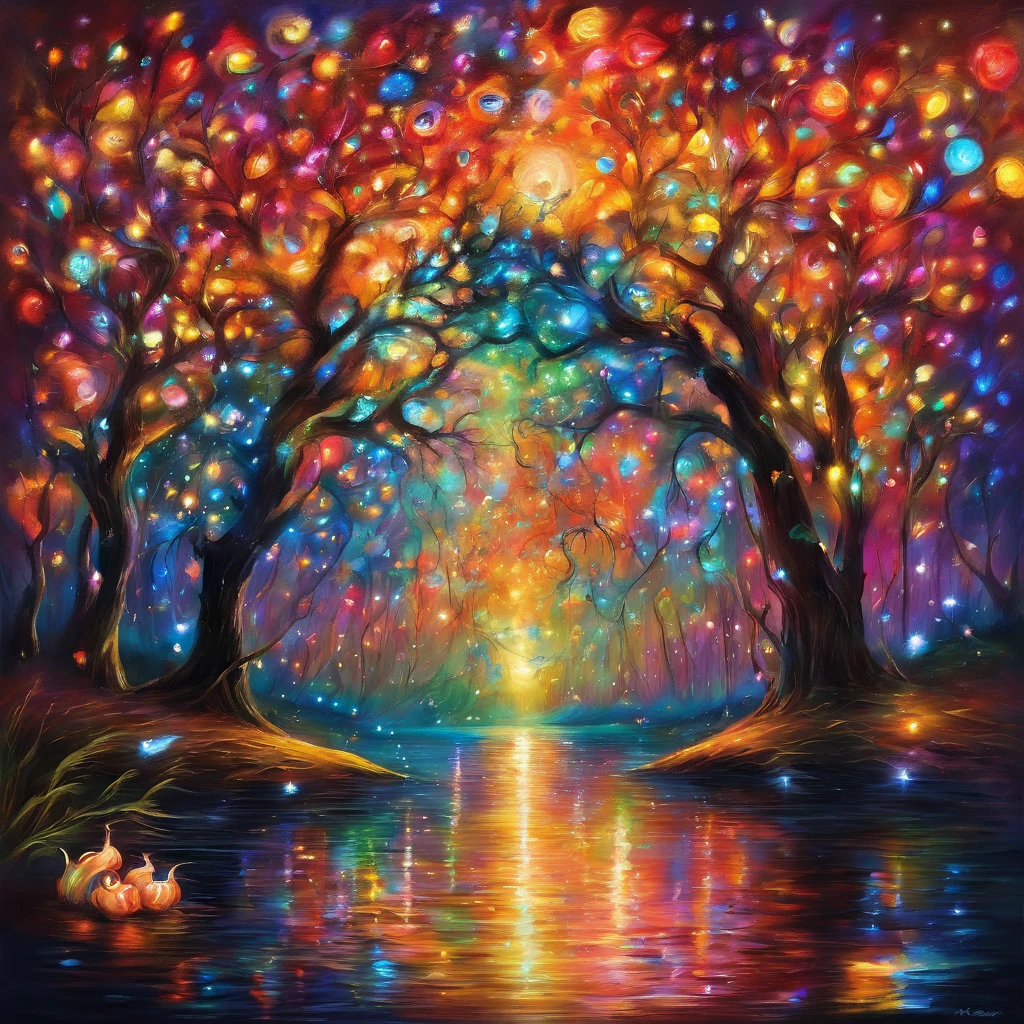 (best quality, ultra-detailed),colourful, beautiful landscape, vibrant lights, breathtaking display, enchanting, dreamlike, whimsical, mesmerizing, kaleidoscope of colors, glowing, shimmering, radiating, captivating, joyful, sparkling, dazzling, ethereal, otherworldly, immersive, fantasy-filled, wondrous, joyful, celebration of light and color, magical journey, mesmerizing spectacle, vibrant energy, surreal, illuminating the night sky, creating a magical atmosphere, evevating the senses, delighting the eyes, bringing life to the surroundings, dancing beams of light, casting a spell, filling the air with wonder and excitement, Luna Lights Wonderland, a feast for the eyes and the soul, transforming the ordinary into extraordinary, a symphony of colors, creating a joyful and festive ambiance, an enchanting experience.