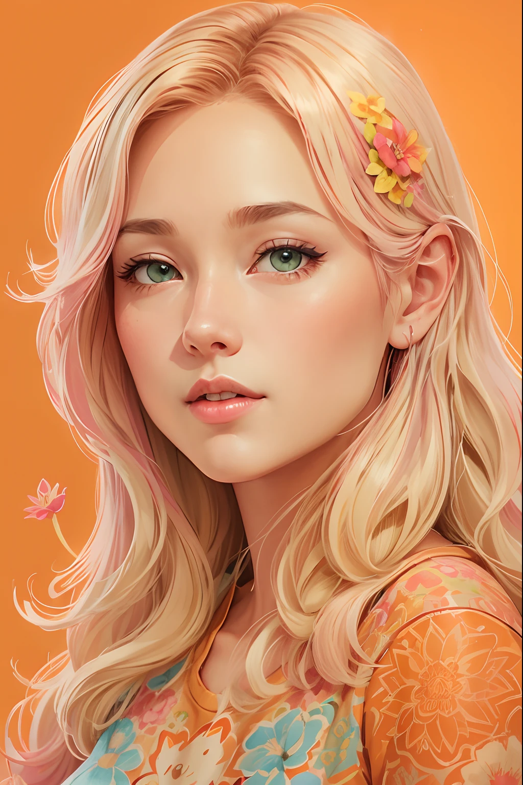 A detailed illustration of a print of a colorful cat, fantasy flowers splash, vintage t-shirt design, in the style of Studio Ghibli, light white and pink pastel tetradic colors, 3D vector art, cute and quirky, fantasy art, watercolor effect, bokeh, Adobe Illustrator, hand-drawn, digital painting, low-poly, soft lighting, bird's-eye view, isometric style, retro aesthetic, focusedon the character, 4K resolution, photorealistic rendering, usingCinema 4D