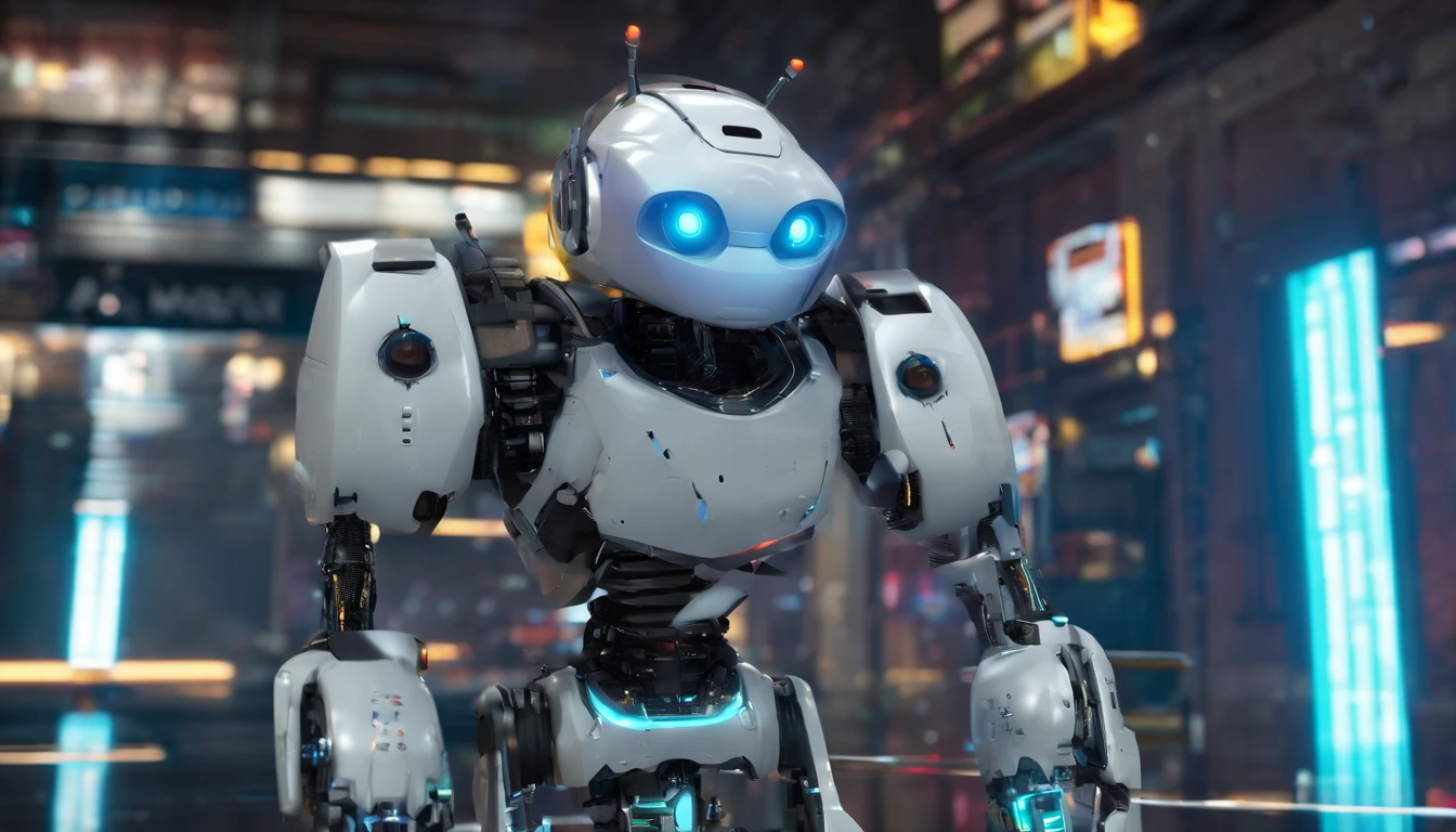 in a future dead city, escrevendo no live, na sala com livros, wide vision, ultra realista, altamente detalhado, pintura digital, arte conceitual, suave, foco nítido, tiro grande angular , Wall-E , babysitter, cute , with a cute baby , There is a cute robot standing in the future city play with a cute baby, which is a very cute robot, cute elaborate epic robot, beautiful robot character design, ??? Robot, Portrait of a futuristic robot, robotic mixed with organic, Future Robot, humanoid character, concept robot, White Robot, robot concept art, Steampunk Robot ,wall-E,