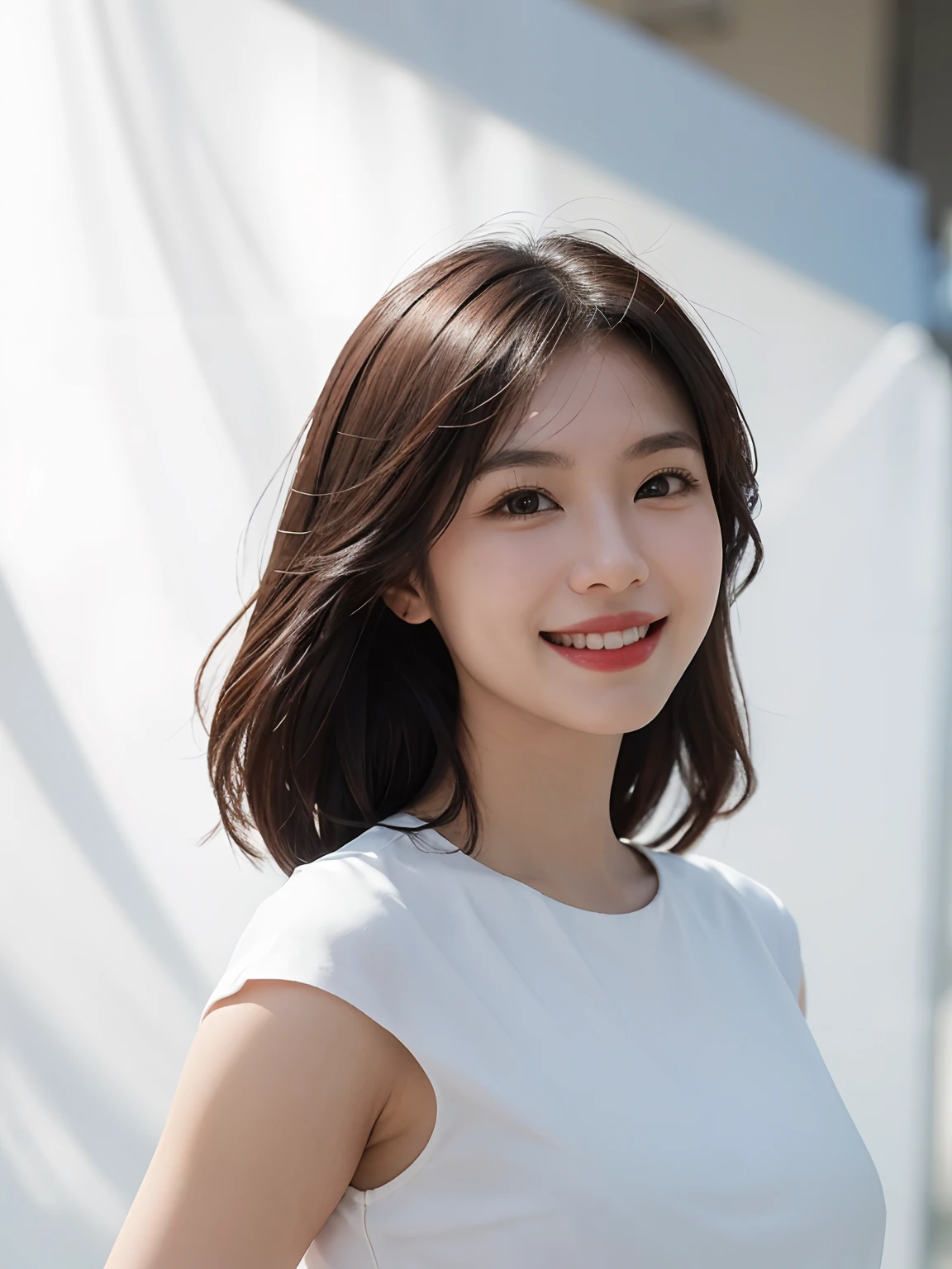 there is a woman that is smiling and posing for a picture, headshot profile picture, cindy avelino, headshot photo, nivanh chanthara, gemma chen, professional profile picture, full protrait, xision wu, basia tran, protrait, portait photo profile picture, in front of white back drop, she is smiling