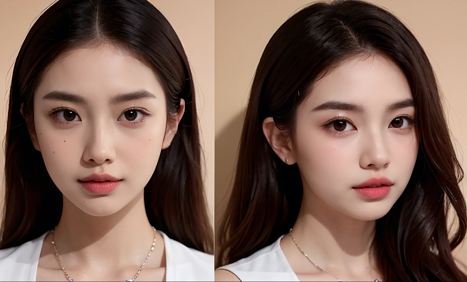 there is a woman with long hair and a necklace on, ruan cute vtuber, sakimichan, leaked image, nivanh chanthara, with round face, south east asian with round face, with cute - fine - face, very pretty face, blackpink jennie, clear cute face, face with artgram, headshot profile picture