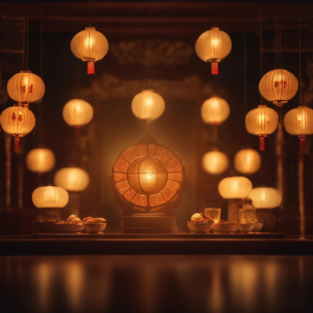 mid-autumn festival, symmetry, high detail, Romanticism, sparkle, god rays, ray tracing, UHD, retina, masterpiece, ccurate, super detail, high details, high quality, best quality, highres, 16k, anatomically correct