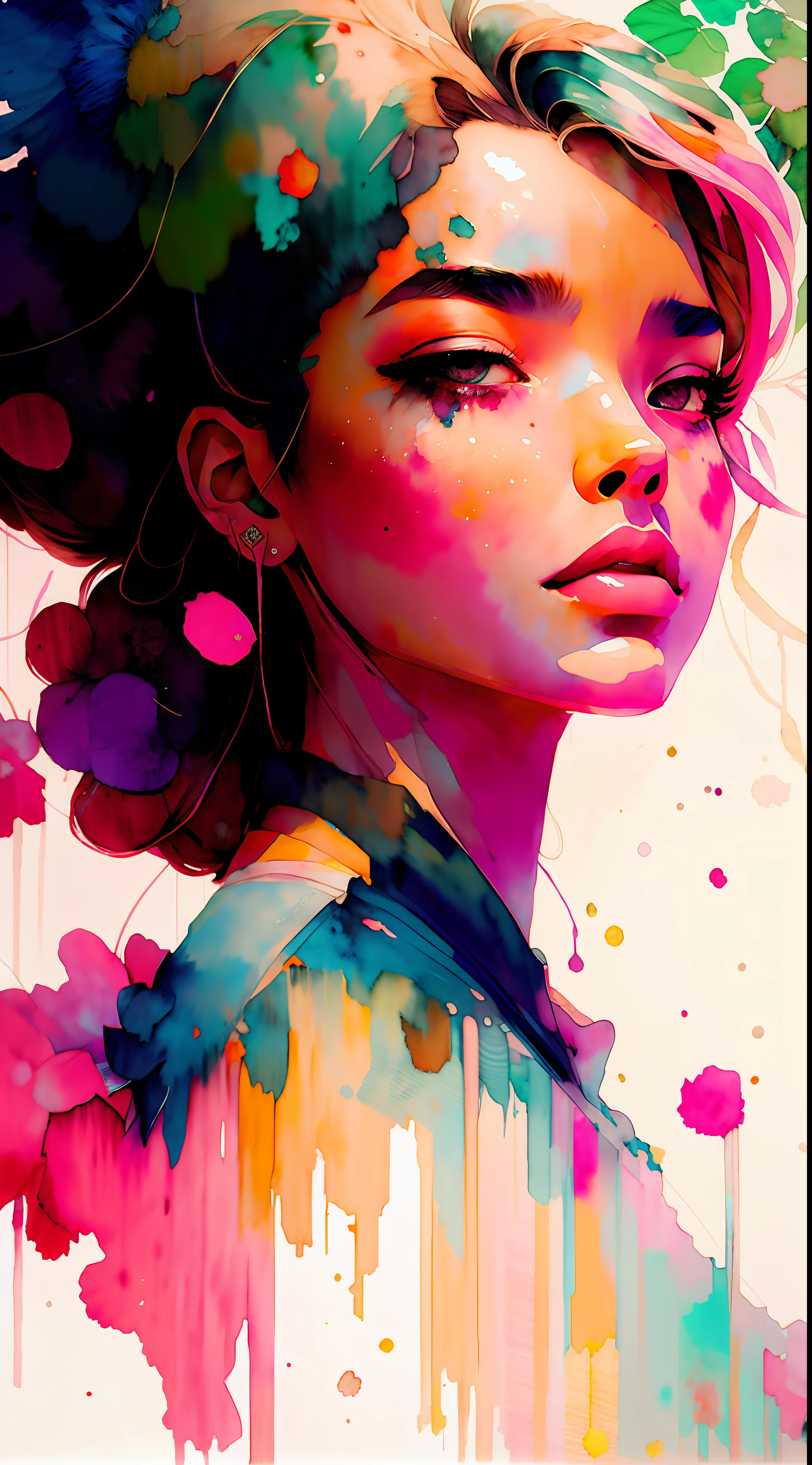 wtrcolor style, (rose) digital art, official art, blown by the wind, masterpiece, beautiful, ((watercolor)), paint splatter, intricate detail. Great detail, [dripping:0.7], Trending on Artstation, Rachel Walker