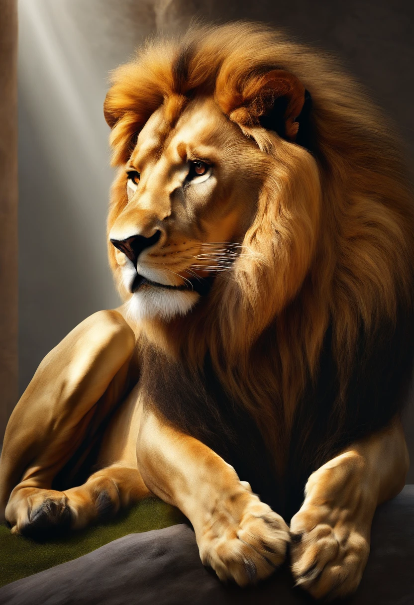 gold, painting, metal, lion, sideways, clean background