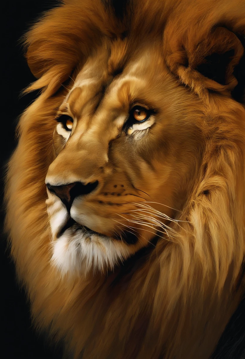 gold, painting, metal, lion, sideways, clean background