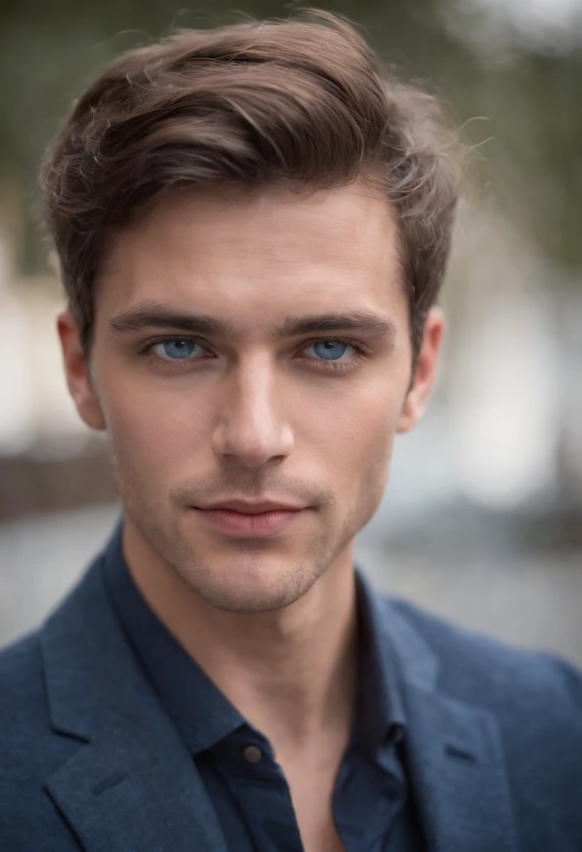 The Handsome Enigmatic Look - Immerse yourself in sensual shadows with an extreme close-up that highlights the striking and deep blue eyes, short messy brown hair, (shaven:1.3). The mastery of light and shadow adds depth to its masculine aspect in this dramatic composition.... Captured with a Fujifilm GFX 100S and a Fujinon GF 63mm f/2.Objectif 8 R WR --ar 9:16 --s 350 --c 10 --style brut