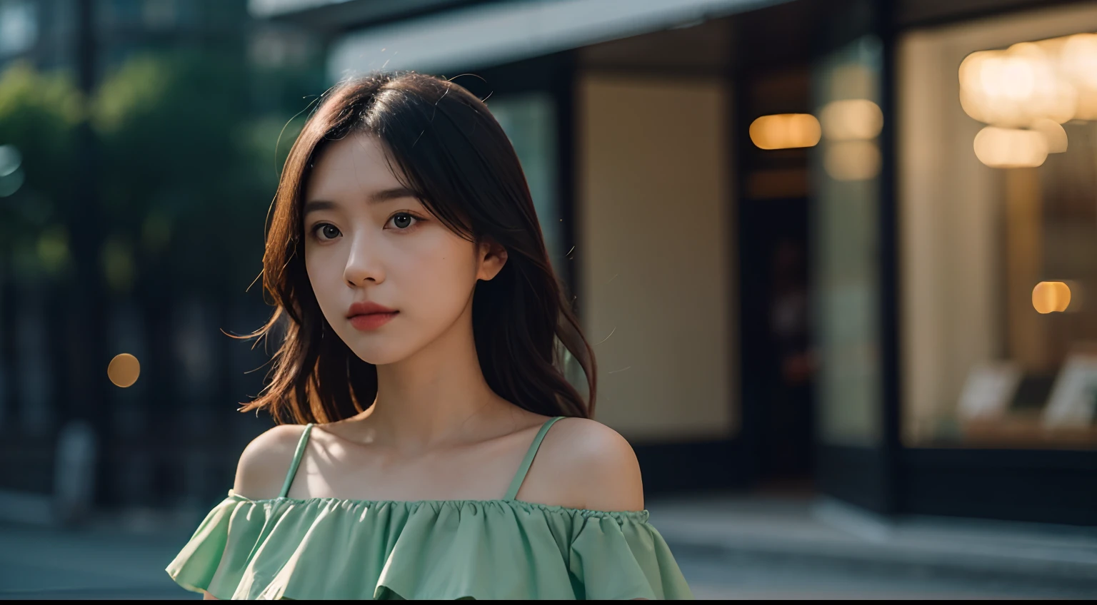 there is a woman that is standing in a green object, shot on canon eos r5, shot on canon eos r 5, taken with canon eos 5 d mark iv, photo taken with canon 5d, portrait soft low light, taken with canon eos 5 d, portrait shot, casual photography, taken with canon 5d mk4, low iso