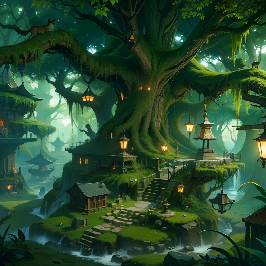 Forest fantasy style，Strange world scenes