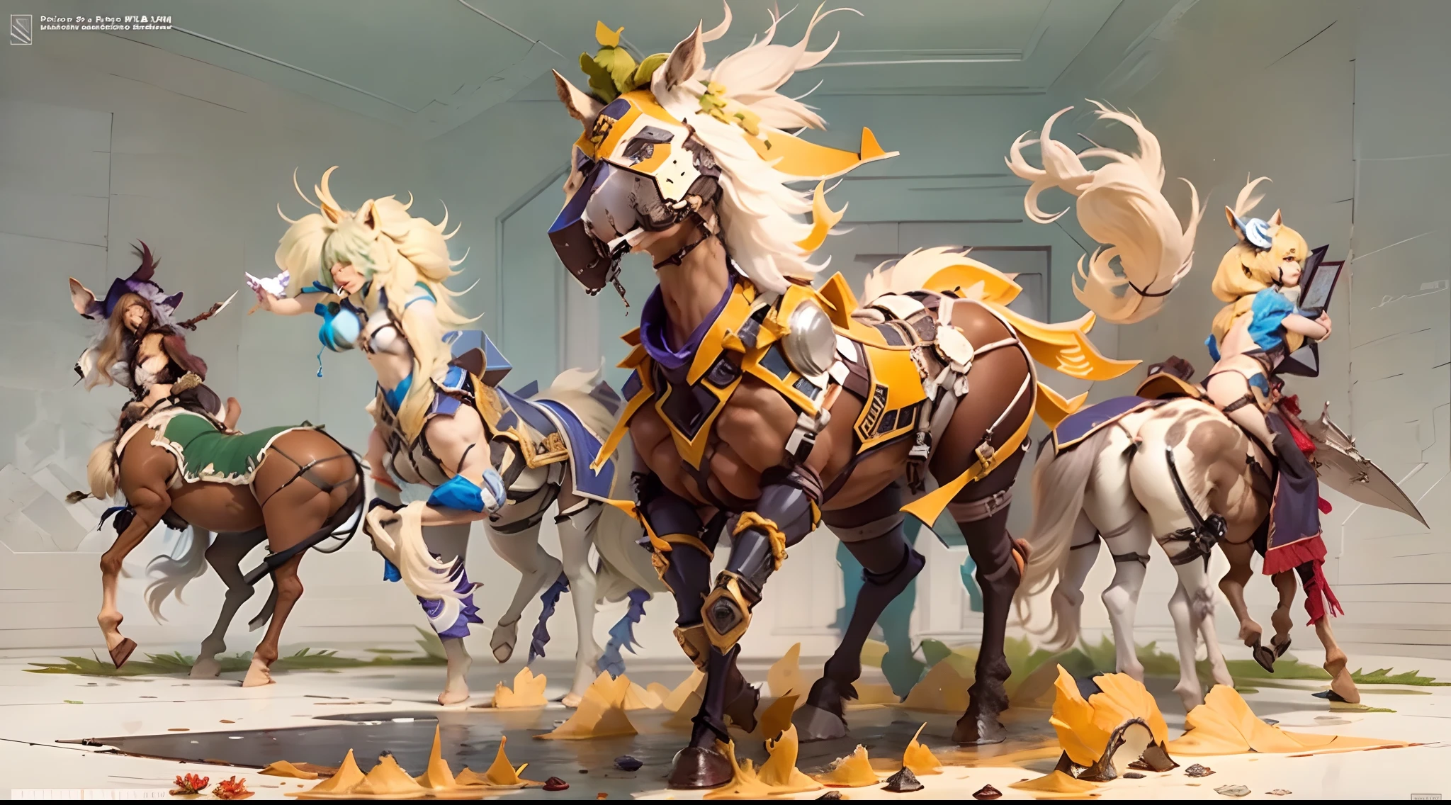 In the beautiful illustration of this super-grand scene,The ultra-distant lens shows us(Over eight separate and distinctive centaur characters:9.9),They all have their own characteristics,Vivid and interesting。Radiant from the heavens(Angelic centaurs:6.6),To nightmarish is(Centaurs surrounded by flames:6.6)、And then to the wind dancing in the air(Fairy centaurs:6.6)、And thunder and lightning surrounding(One-horned centaur:6.6),and shining metallic ones(Mechanical style centaur:6.6)、And then(A centaur with colorful dragon scales covering the whole body:6.6)The power is powerful、Elegant and agile(Elf centaur's slenderness:6.6)Gracefully wears a flower crown、Enchanting and charming(Tiflin centaurs:6.6)、Have the indescribable(Raised sexy:6.6)'s(Succubus centaurs:6.6)。Each character has their own unique charms and abilities。The illustration uses advanced artistic techniques and tools,(Use nesting、woven、stitching、ssee-through、arrange、grouping、Storyboards and other methods,Divide the scene into sections by geometric arrangement:9.9),Each section corresponds to a centaur character,This makes more efficient use of space。Through Midjourney's advanced brush tools、Color palette、Material packs and model packs、Texture tools,For each centaur, beautiful props are designed to increase racial characteristics、Clothing and physical features,(Enhances the character's personality and visual appeal:2.5),The scenery in the illustrations is stunning,There are changing skies、rainbowing、extreme light、Stars and Moon。Incorporating iconic landmarks such as Mount Everest,and fireworks、tranquil lake、Natural and urban elements of waves and neon lights,Creates a magical atmosphere,The centaurs display their unique abilities and equipment in a variety of environments,This is true even in extreme alien landscapes。(Use Midjourney's tools、Material packs、Texture tools、The color palette makes depicting details vivid and realistic:9.9),From complex hairstyles and as well as different racial traits、Body、Ap