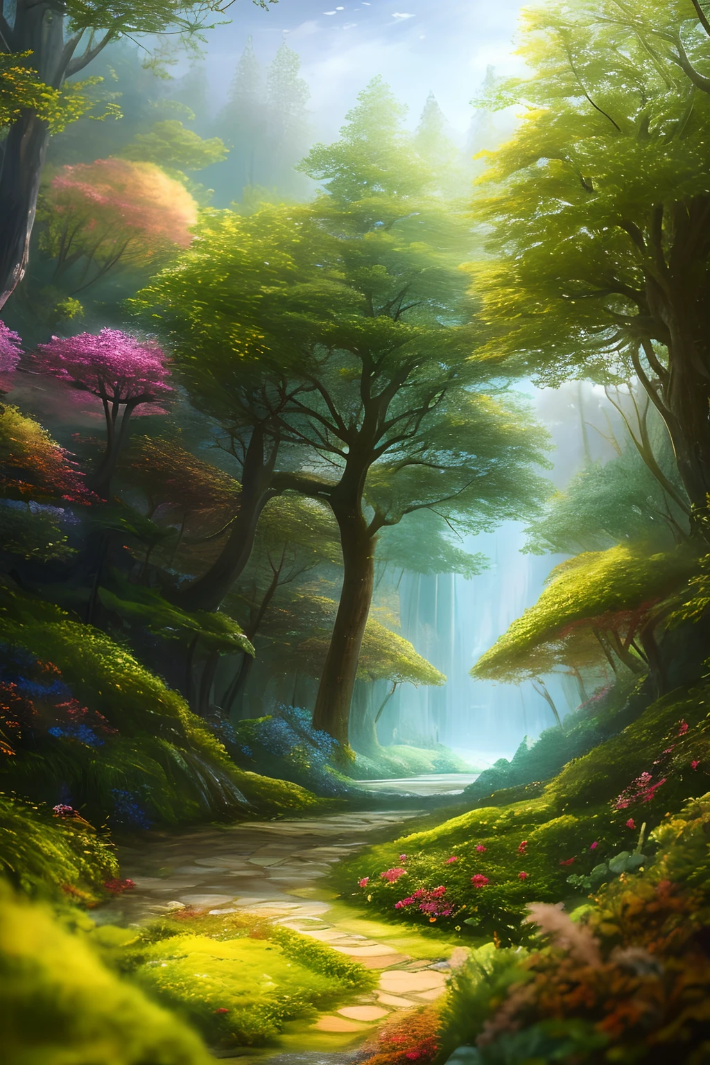 masterpiece, best quality, high quality,extremely detailed CG unity 8k wallpaper, An enchanting and dreamy scene of a fantasy forest, with towering trees, glowing mushrooms, and hidden fairy glens, creating a sense of mystique and enchantment, artstation, digital illustration, intricate, trending, pastel colors, oil paiting, award winning photography, Bokeh, Depth of Field, HDR, bloom, Chromatic Aberration ,Photorealistic,extremely detailed, trending on artstation, trending on CGsociety, Intricate, High Detail, dramatic, art by midjourney