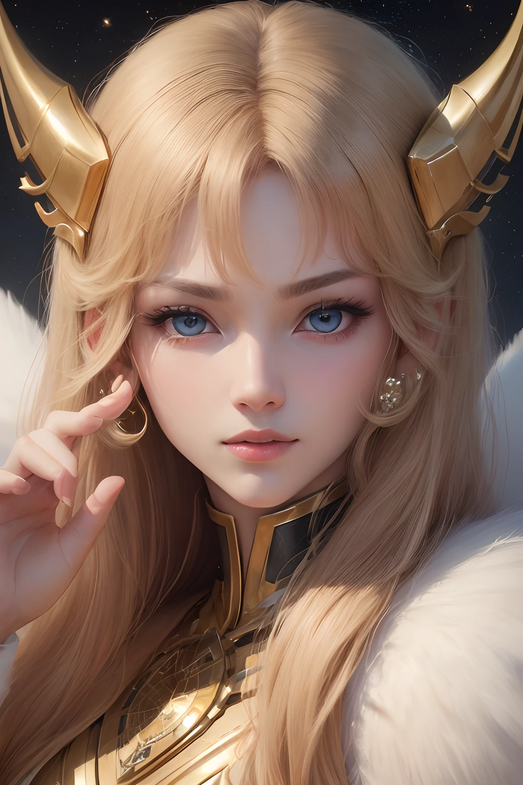((top-quality、8k、masterpiece:1.3)), ((Front face))、CG、Detailed eyes、Saint Seiya、Swan constellation、femele、perfect fingers、
