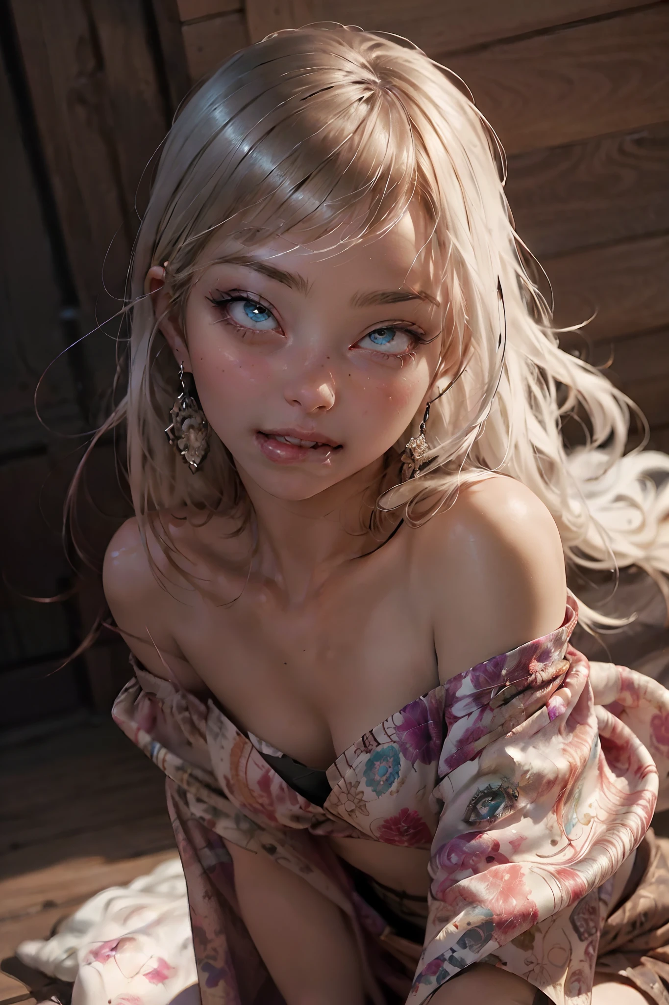 (((masterpiece))), (((best quality))), ((ultra-detailed)), (hyperrealistic), (highly detailed CG illustration), ((extremely delicate and beautiful)),cinematic light, 1girl, solo, graceful and enchanting figure, radiating an aura of elegance, intricate facial features, mesmerizing eyes with vibrant colors and delicate shading, white hair, (ahegao:1.4), (ahg:1.2), climax face, (rolling eyes:1.4), (reaching the climax:1.4), DDbitlip, clothing with elaborate patterns, flowing fabrics and rich textures, off shoulder, off-the-shoulder, reflecting a blend of fantasy and contemporary fashion, downblouse, environment showing mystical realm filled with magical elements, vibrant colors, dynamic lighting, detailed background elements to create a sense of depth and immersion , latest trends in anime art, lighting effects, from the top artists on ArtStation and their exceptional execution of various art styles and themes , (cowboy shot:1.4), high-resolution artwork to showcase intricate details and clarity