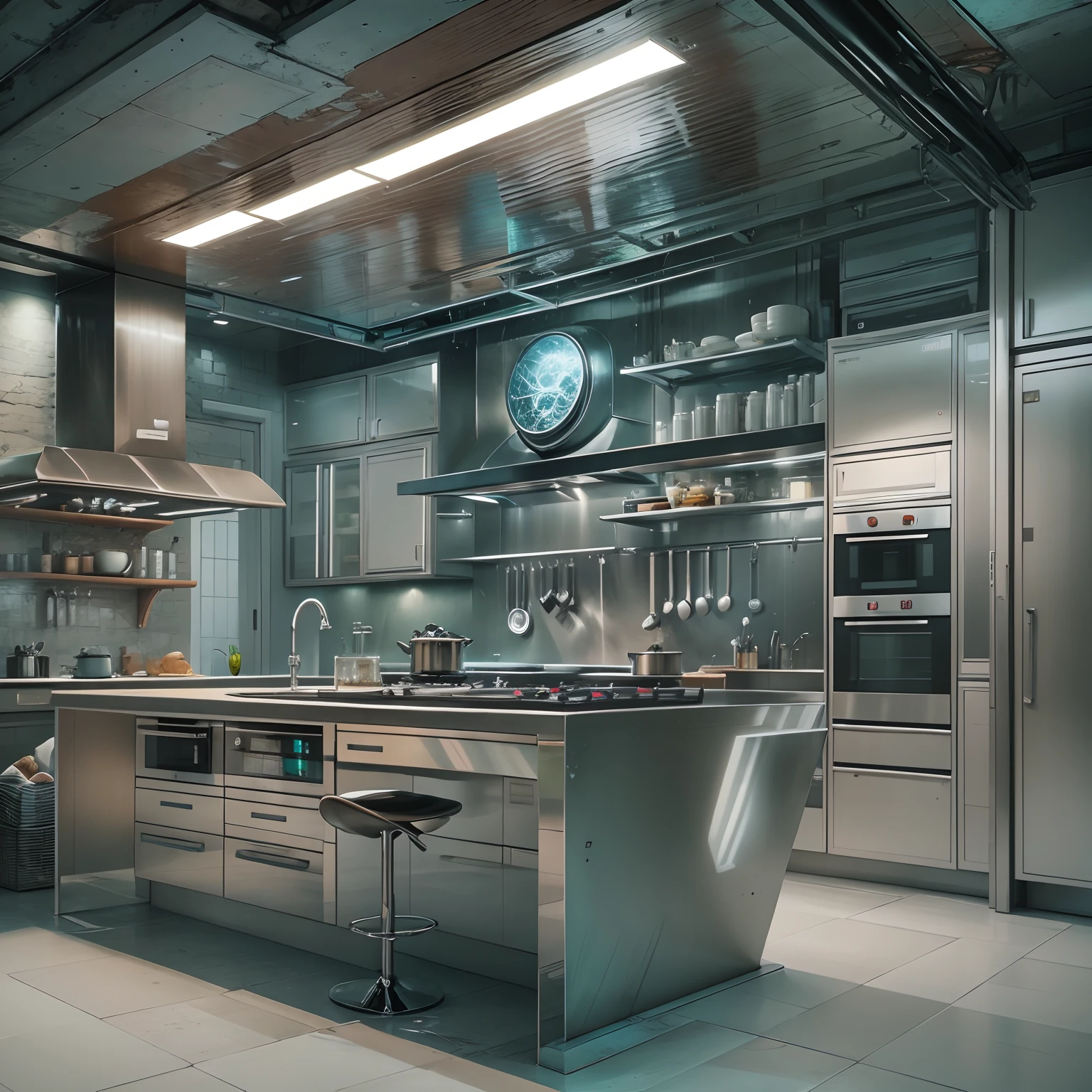 modern kitchen, Sci-fi,