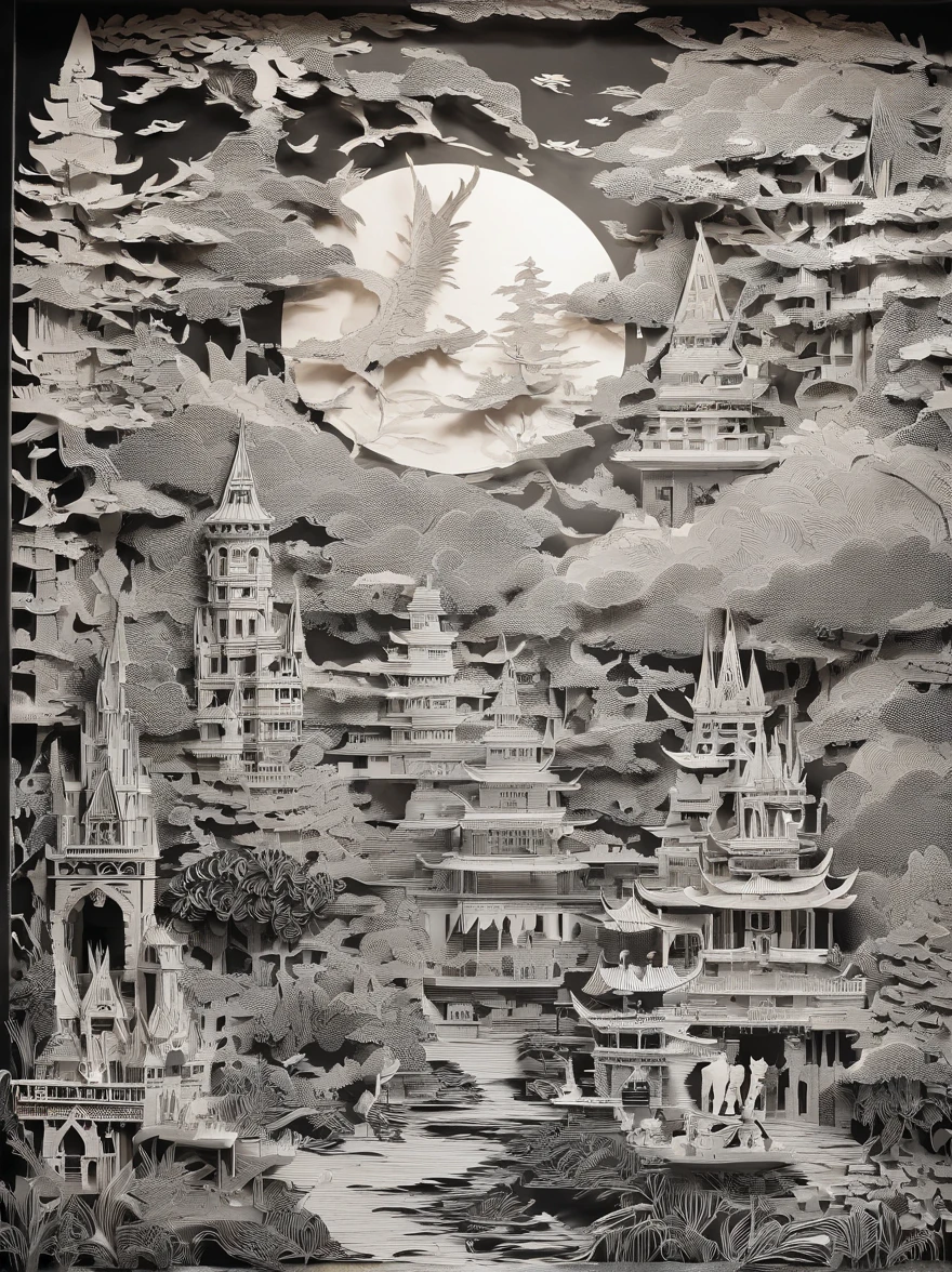 Highest Quality, Highest image quality, Top resolution, Intricate details, Craftsmanship, absurdity, (cutout: 1.3), Color, (Works of a wizard who uses fire magic and a dragon engulfed in flames), Framed clippings are on display in the museum, Flames protrude from the work, The walls of the museum are actually on fire, fire, Black smoke, Scorch marks, ash, Real Fire, And the audience is surprised.