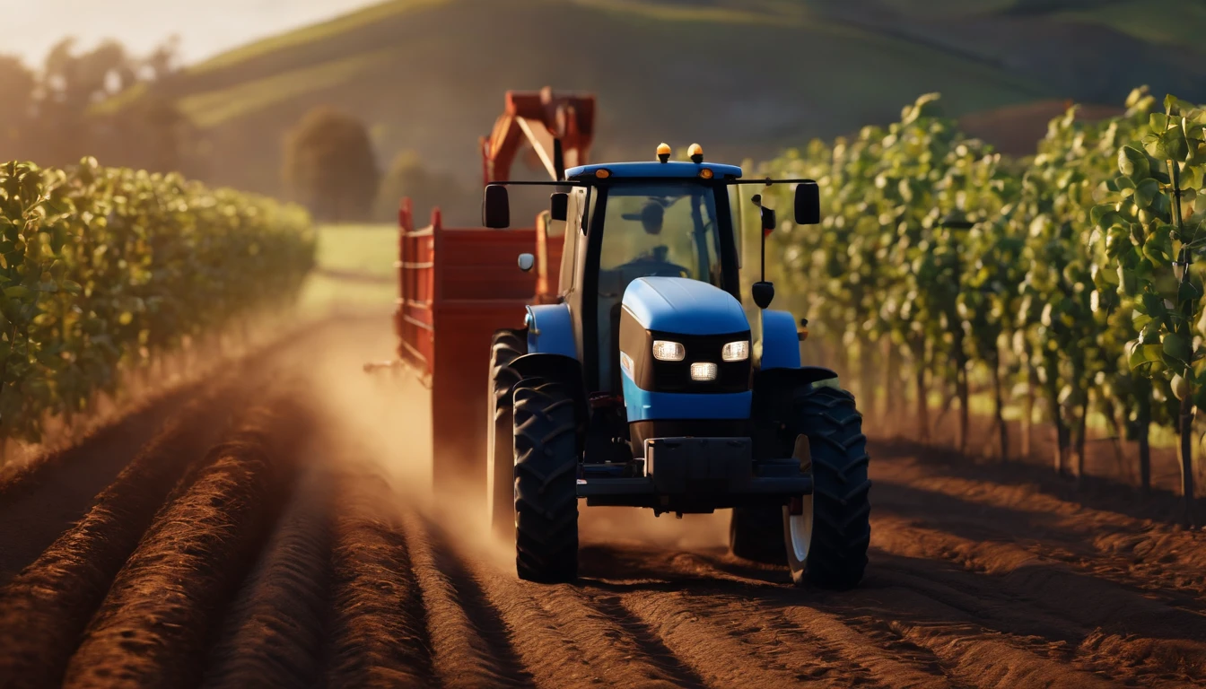 A Farmer Woking in His Farm, Pixar Style, 3D Render, High Detailed, Blender Render,
