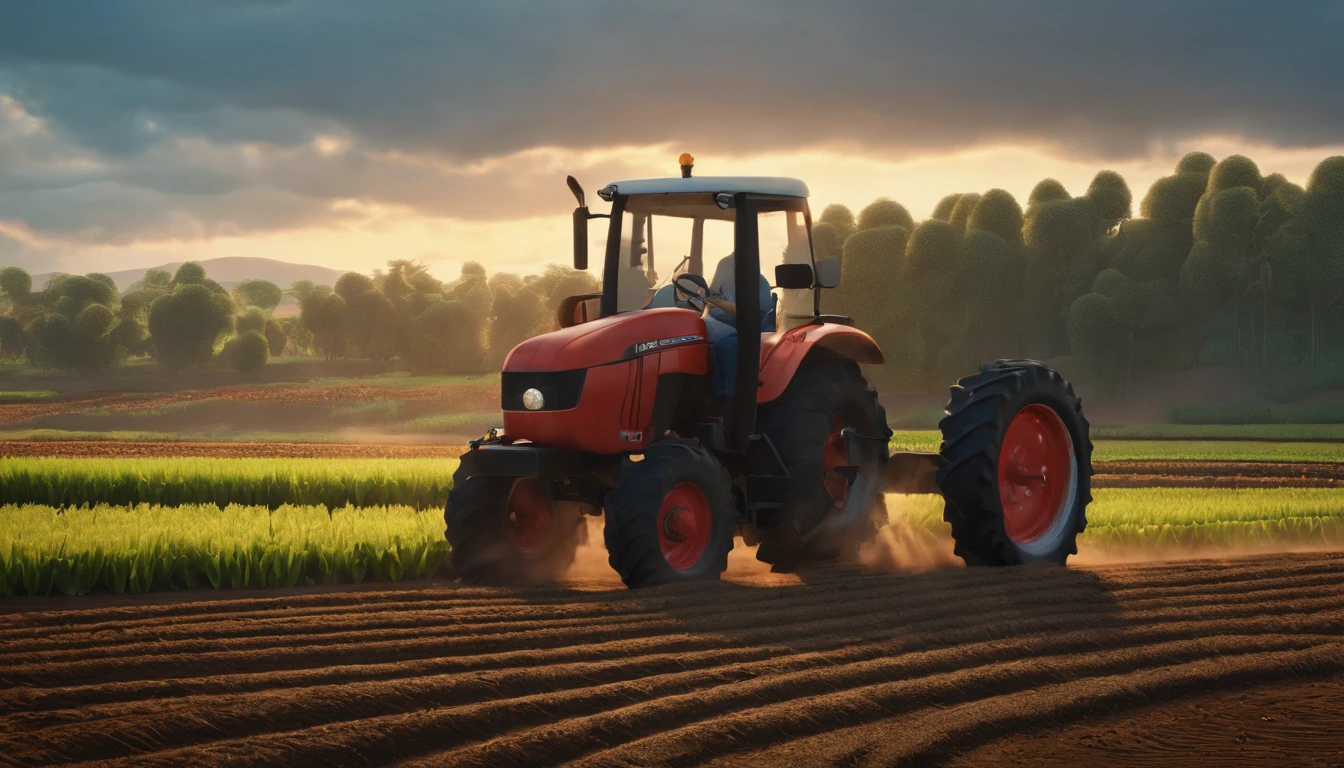 A Farmer Woking in His Farm, Pixar Style, 3D Render, High Detailed, Blender Render,