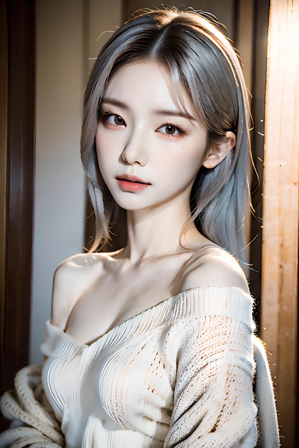 blue eye, pee(incontinence:1.47), Fashion trendy beautiful and charming woman, gentle and charming Chinese beautiful woman, Korean(kpop-idol), delicate and sexy collarbone, charming oval face, double eyelids, smart [peach]blossom eyes, pink lips, small nose, bare shoulders, focus on the face, [[close-up of the face]], Ultra-high-definition, super-detailed, white off-shoulder lace shirt, ((black)lace panties), fresh and impressive, Natural(big breasts:1.25), (kneeling to sitting on the ground), (open your legs wide), ((spread legs)), (from below angle), (erectnipples:1.5), (glossy skin:1.4), ((low angle)), Perfect figure, areolas, cleavage, armpit wrinkles, ((urine on the floor)), (nsfw:1.05),(((multicolored hair, [White hair]))), ultra realistic 8k cg, Picture-perfect face, Flawless, naughty, Masterpiece, Professibest quality, tongue out, high-quality picture, naked, show boobs, From above, ((Best Quality)), ((Masterpiece)),(Details), 1girl, she was wearing a revealing white dress. The dress, exposing the shoulders and navel, fit the body snugly and beautifully emphasized its curves. Her skin was white like ivory and soft and smooth to the touch. Her branded hair was straight and shiny pale. Her long hair ran down her back, making her figure look even more beautiful. Her eyes are large and deep indigo. Her lips were colored with cherry-colored lipstick and were plump and bulging. Her figure is somewhat mysterious and looks at the viewer. She was in a minimalist, and stark white room. Her face was beautifully trimmed and her eyes and nose were clear. The big black eyes were attractive with a deep and subtle glow. Her hair was long and lustrous, and her flowing beauty further enhanced her charm. Her mouth was small, and her well-formed lips were shining brightly. Her skin was smooth and very beautiful, almost silky. Her breasts and buttocks were large, and her thin waist was beautiful with its supple lines. , (large breasts, huge breasts, huge breasts, big breasts)