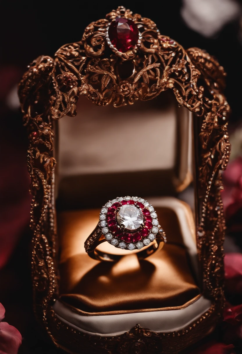 Luxurious puffy romantic proposal and jewelry