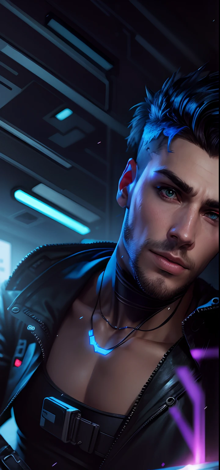 Change background cyberpunk handsome boy, realistic face, 8k, ultra realistic