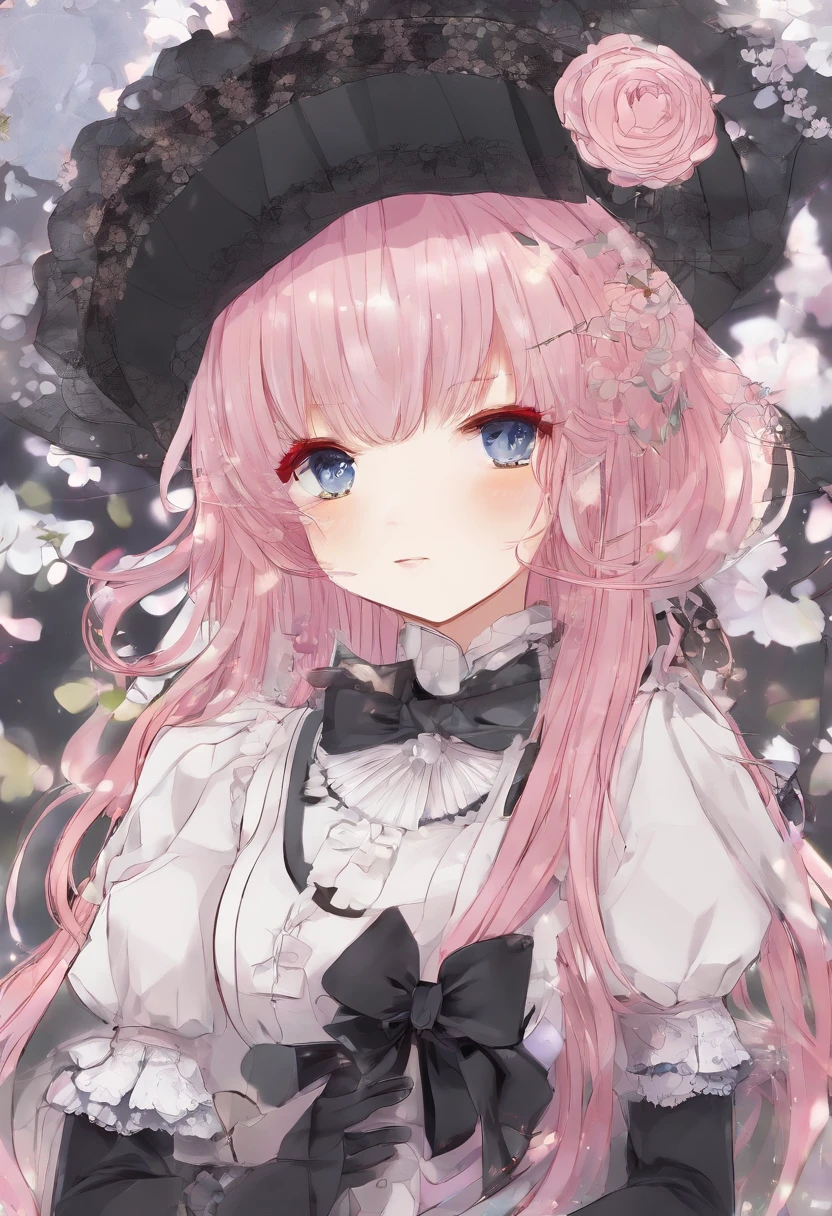 masterpiece, best quality, ultra-detailed, illustration, in the room, Western style room, a cute girl, 1girl, solo, gothic lolita costume, beautiful pink hair, beautiful brown eyes, beautiful eyes, short hair, smile