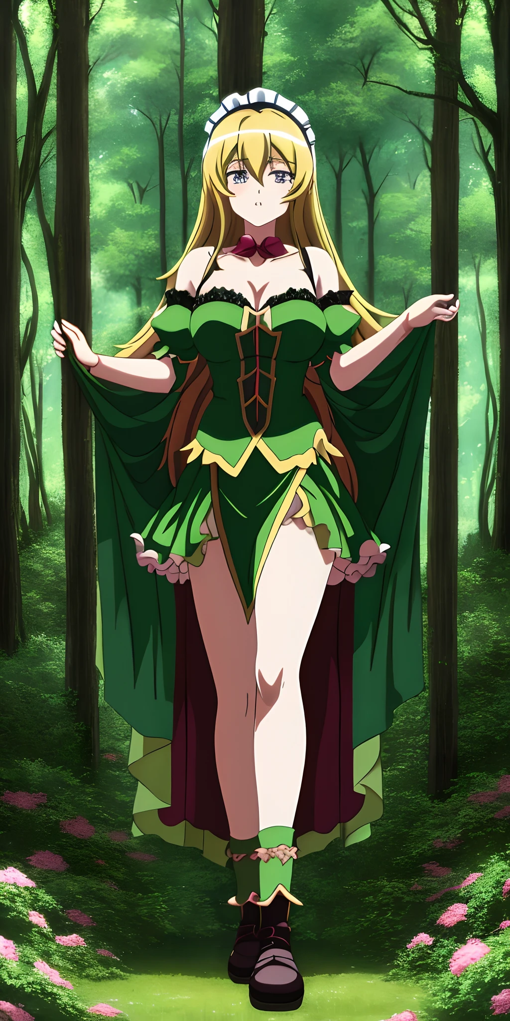 There is a girl in a dress walking through the forest, forest soul, anime lush john 8k woods, a maid in a magical forest, Beautiful anime artwork, Anime fantasy illustration, Beautiful anime art, In the magical forest, zerochan art, high definition anime art, goddess of the forest, In the magical forest, Anime fantasy artwork, In the forest