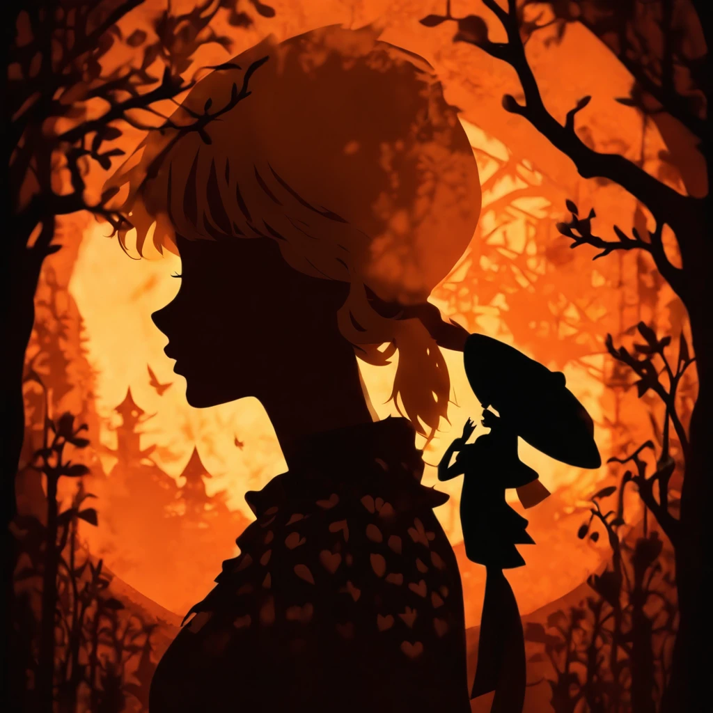 (Silhouette Art,cutouts:1.6)
(((Paper cutting art,A world where only black exists:1.3), holding a skull 

(Cowboy Shot),1 girl,Solo,
white, Clear and beautiful face,15 Nights、lapin、Mochi

break
(Silvery Moon)
Textured glass background,Arcana World