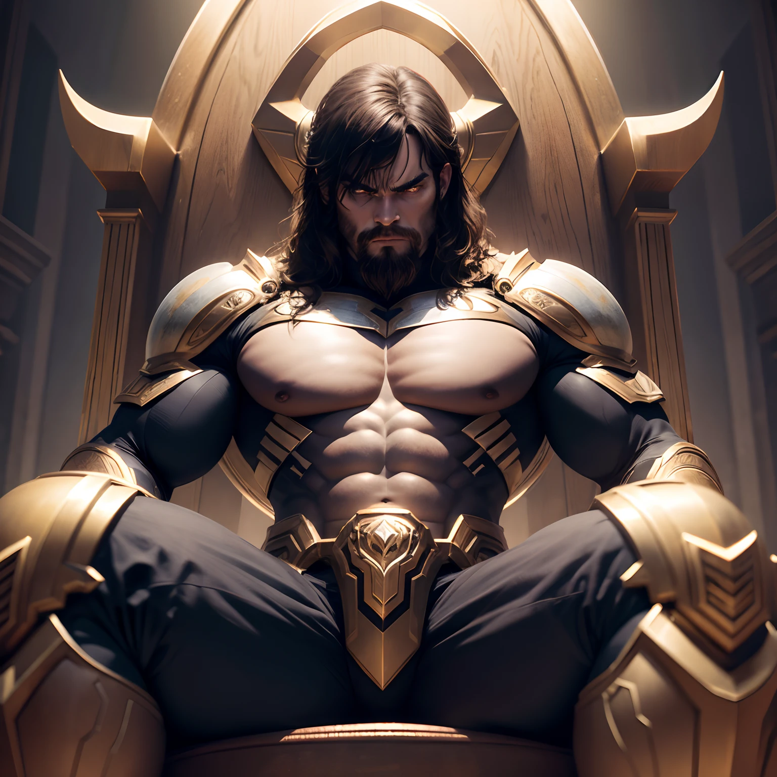Titan atlas imposing ultra details sitting on the throne looking at me holding the world with very sinister features