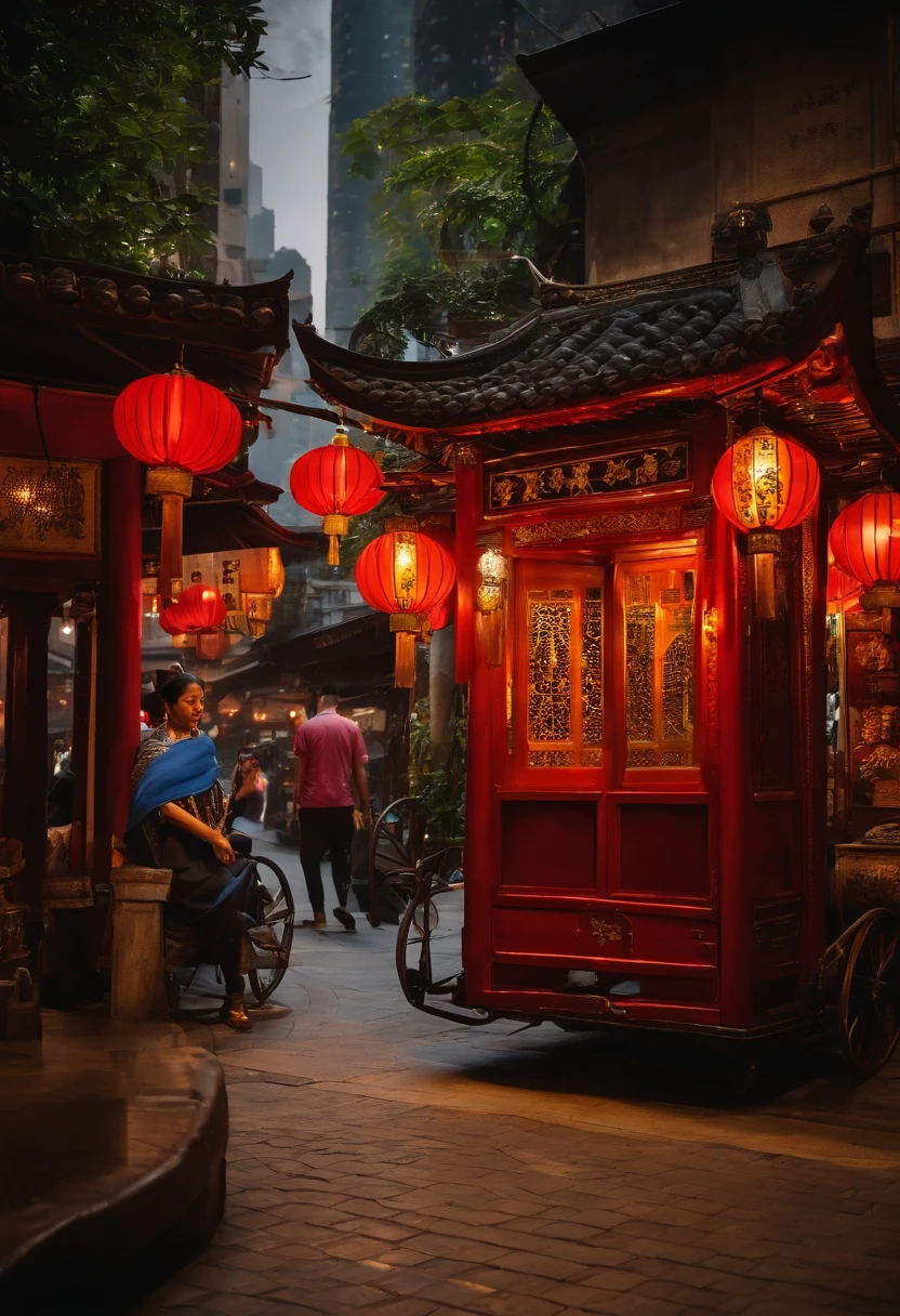 republic,hong kong,Cantonese restaurant,Tangxi,Brothel,on cheongsam,Regal,Wind and moon industry,Streets at night,pedestrians,stores,Small vendors,rickshaw,sedan chair