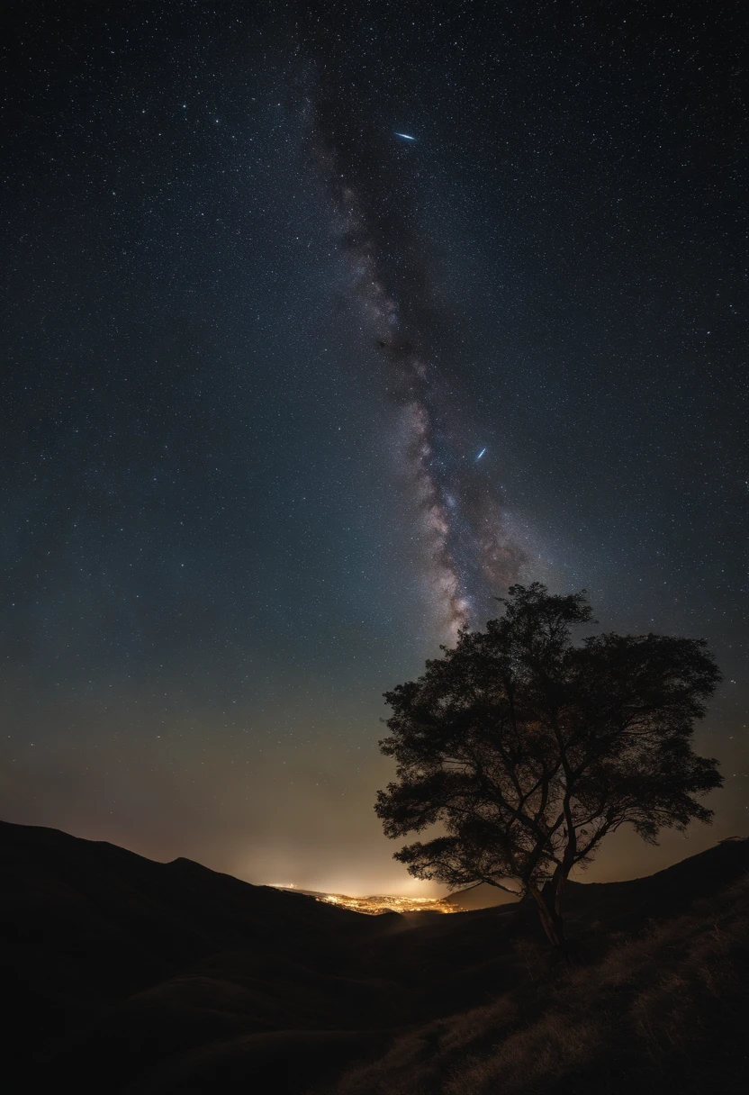 Master Parts、Superior Quality、superior image quality、The 8k quality、、Beautiful pictures of the starry sky、Two beautiful shooting stars、magnifica、Arching Milky Way