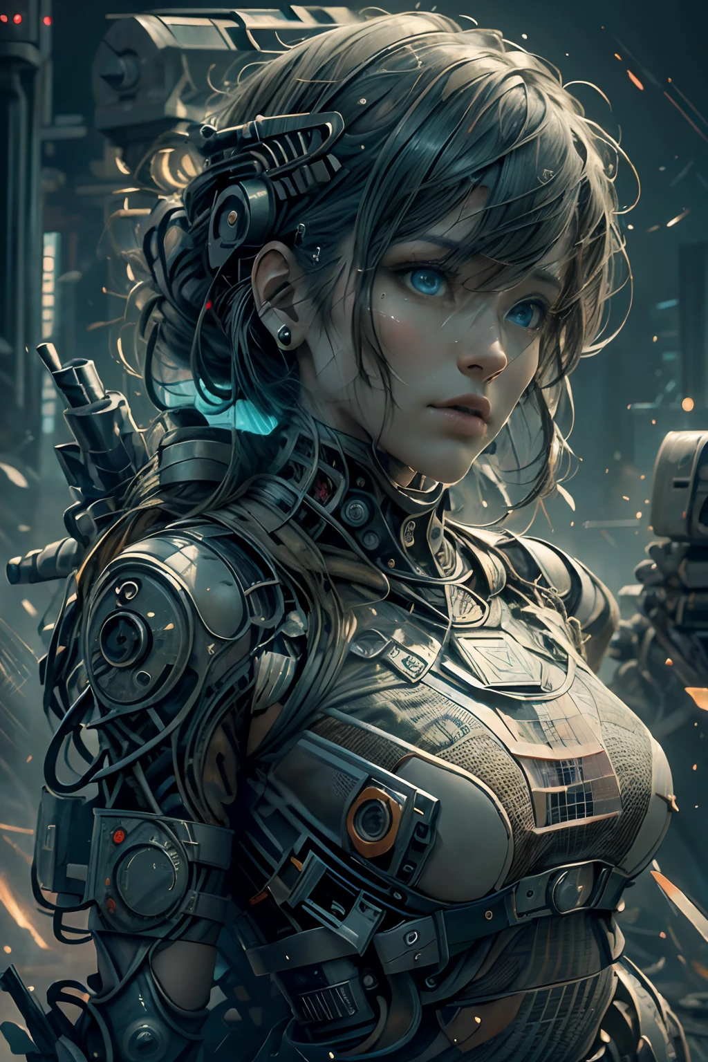 Robin from DC Comics photography, biomechanical, complex robot, full growth, hyper-realistic, insane small details, extremely clean lines, cyberpunk aesthetic, masterpiece featured on Zbrush Central