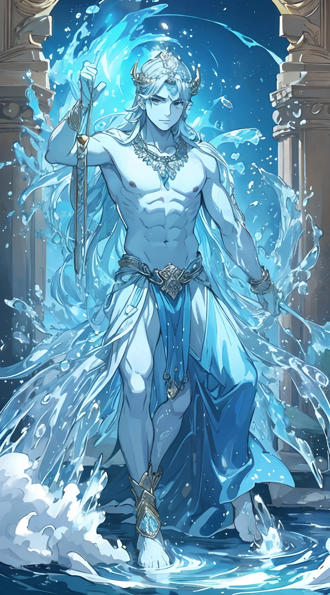 man, god of water, whole body