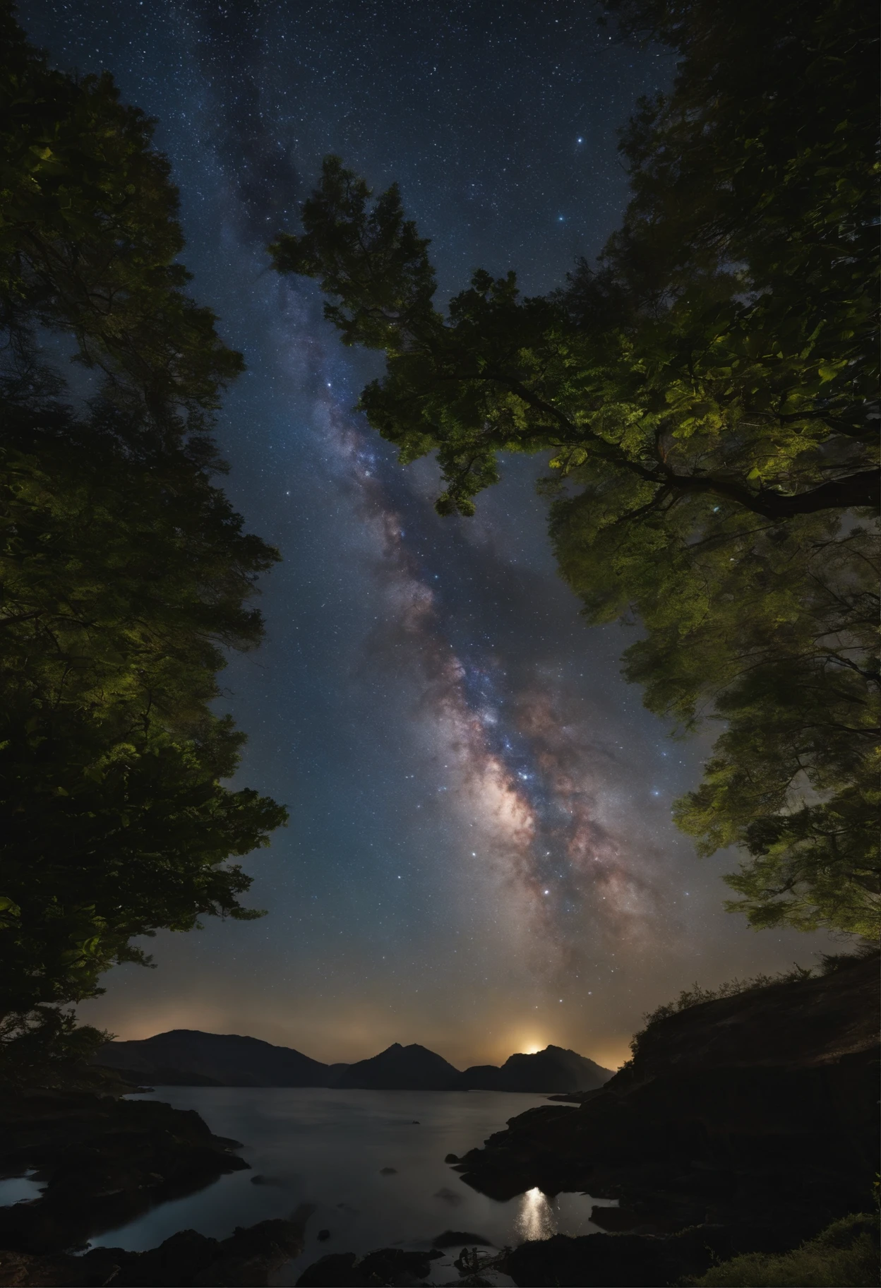 Master Parts、Superior Quality、superior image quality、The 8k quality、、Beautiful pictures of the starry sky、Two beautiful shooting stars、magnifica、Arching Milky Way